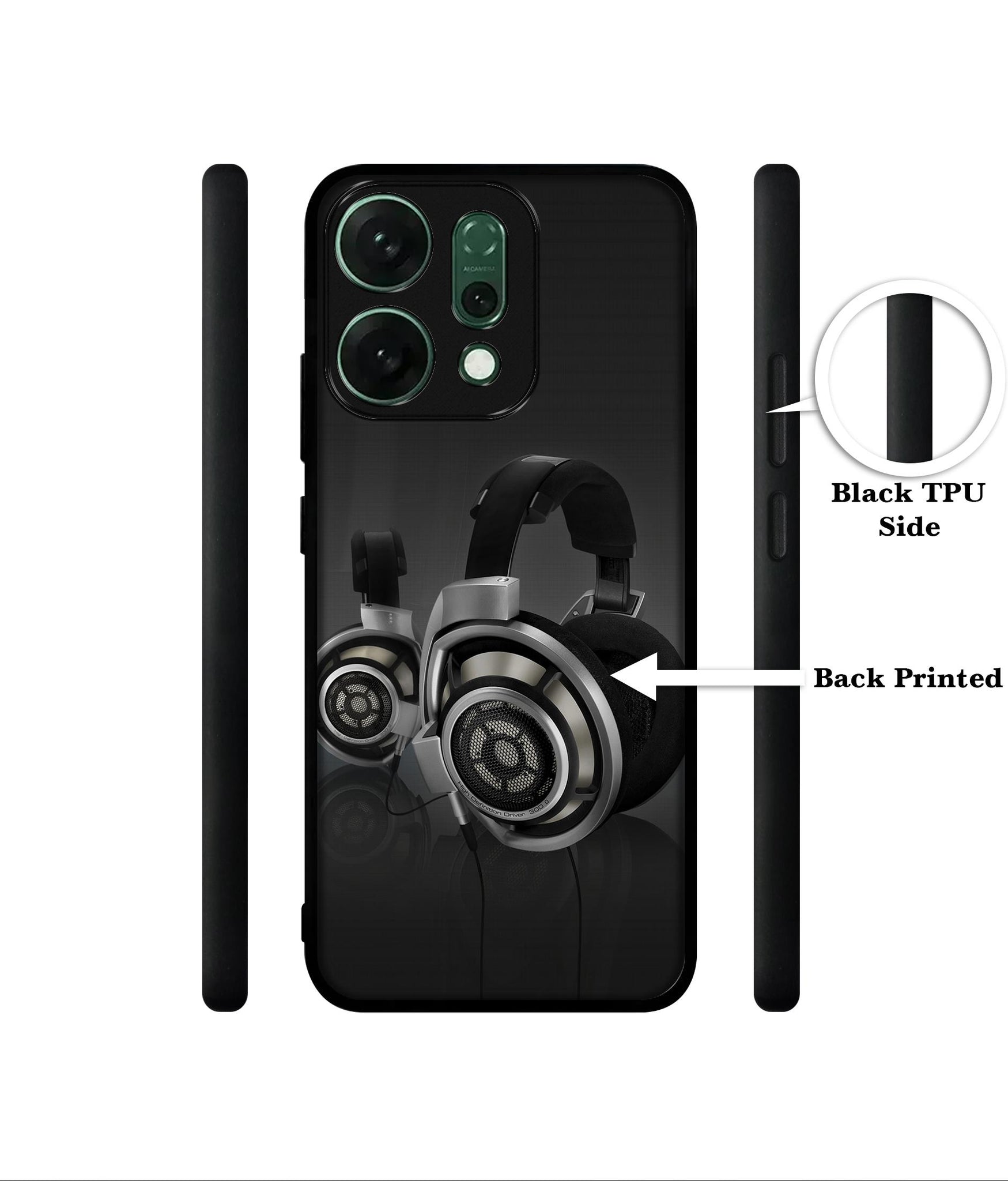 Head Phone Designer 2D Printed Back Case Cover for Oppo Reno14 Pro 5G