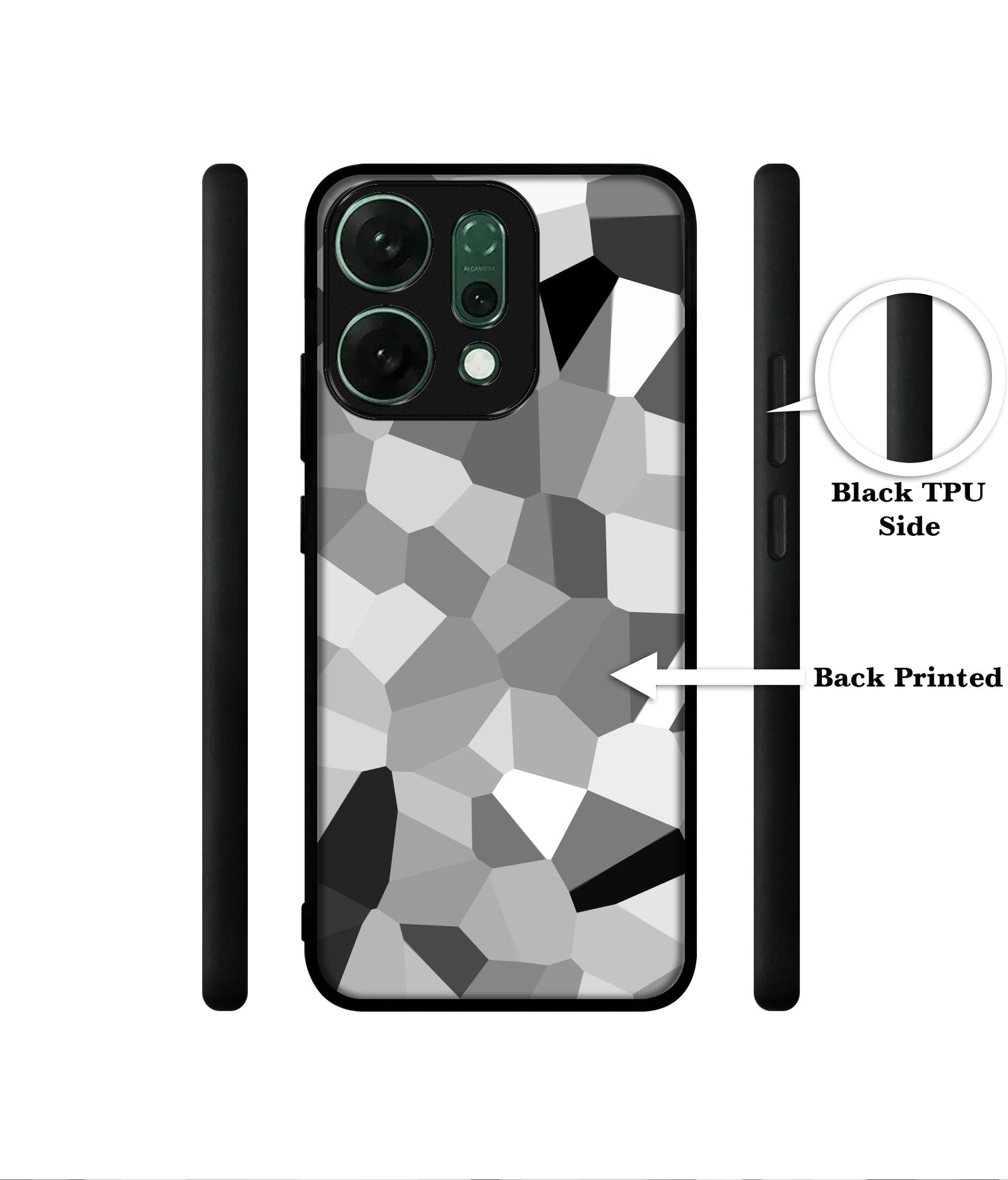 Black & White Mathematical Shape Designer 2D Printed Back Case Cover for Oppo Reno14 Pro 5G