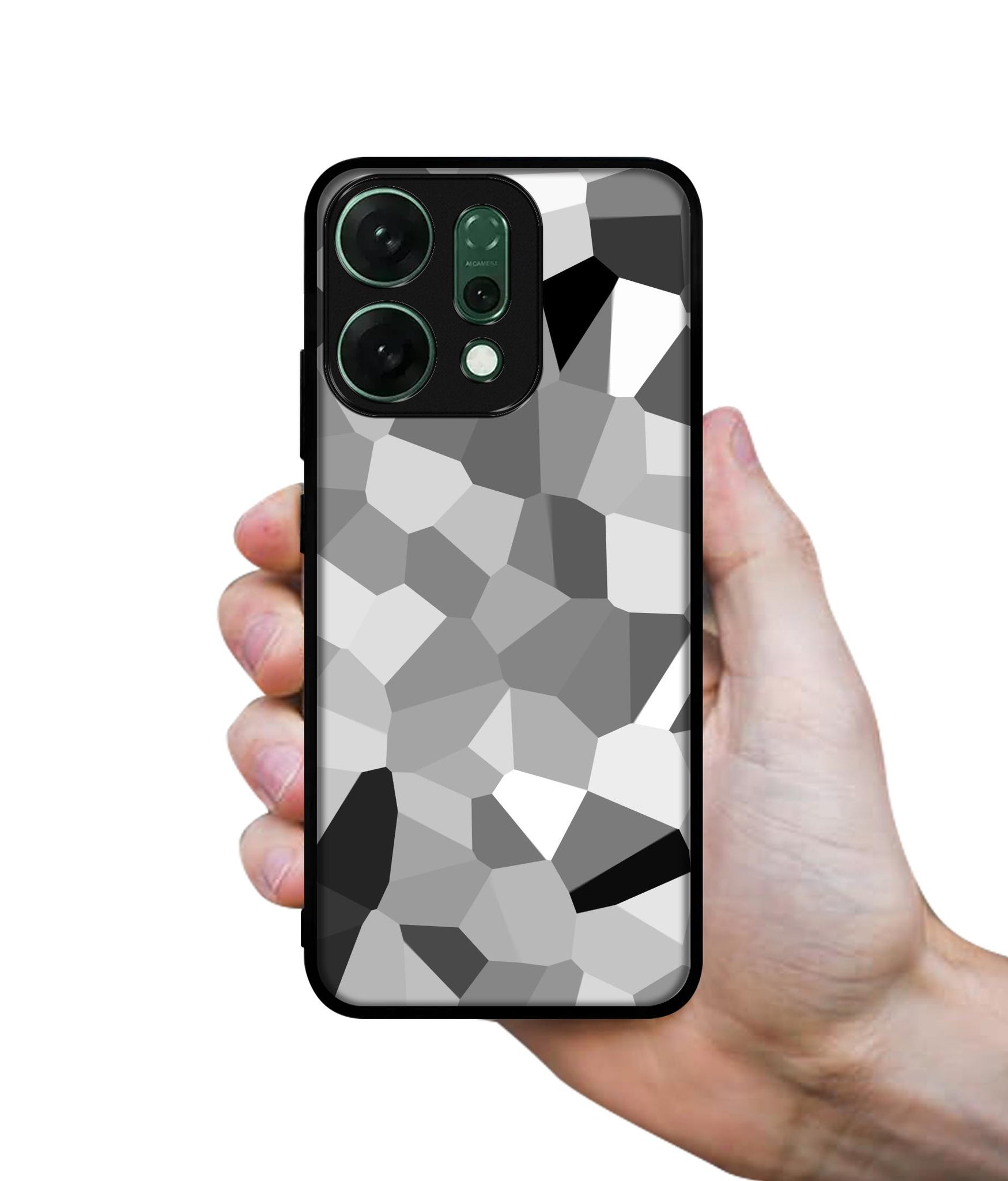 Black & White Mathematical Shape Designer 2D Printed Back Case Cover for Oppo Reno14 Pro 5G
