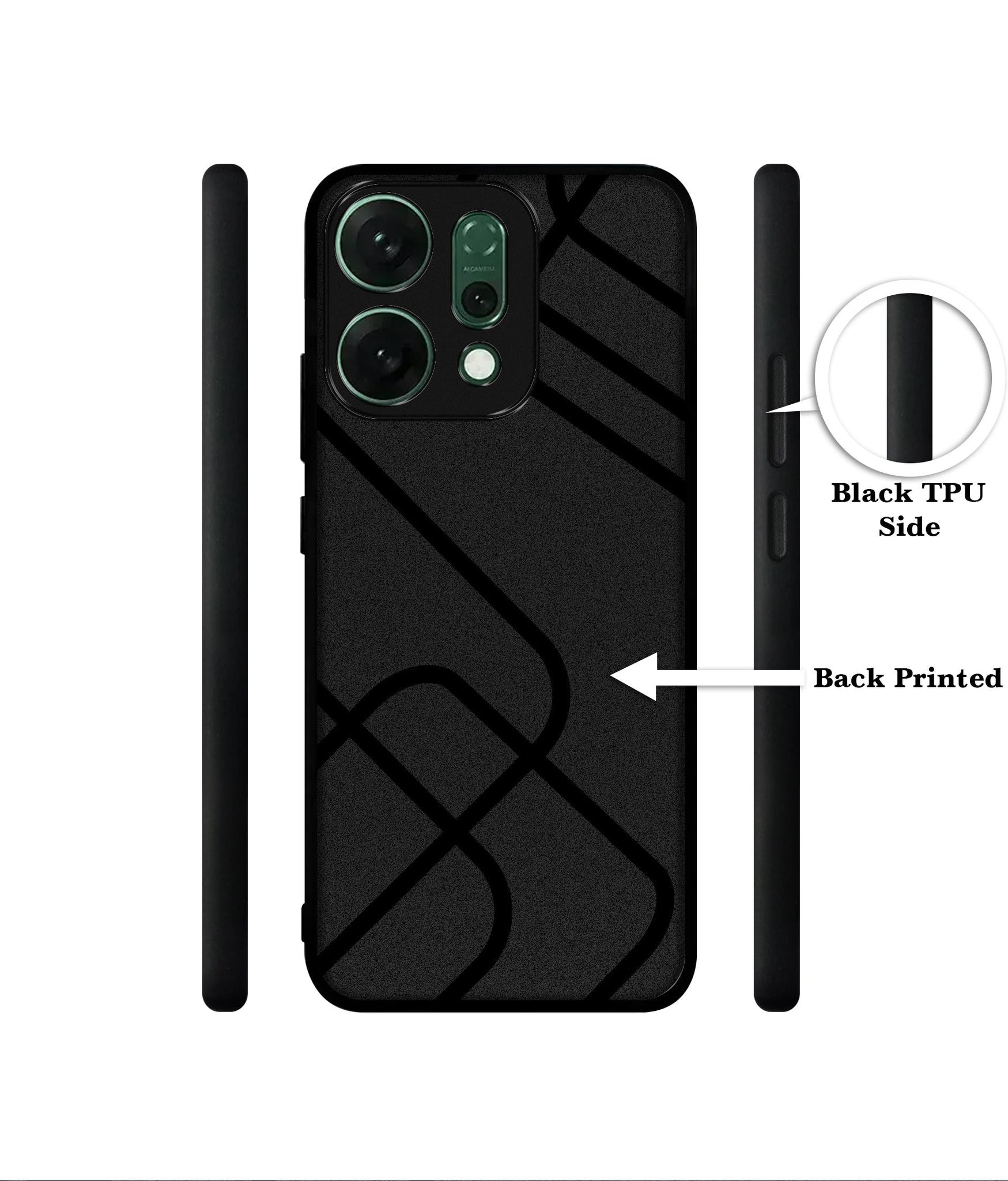 Zig-Zag Black Line Designer 2D Printed Back Case Cover for Oppo Reno14 Pro 5G