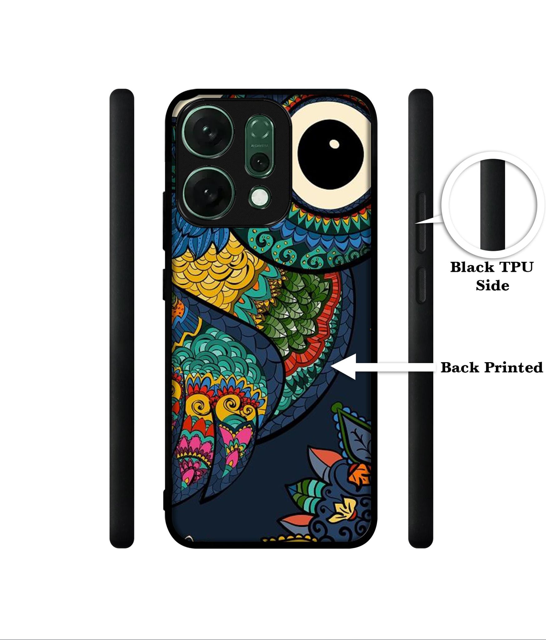 Owl Illustration Designer 2D Printed Back Case Cover for Oppo Reno14 Pro 5G