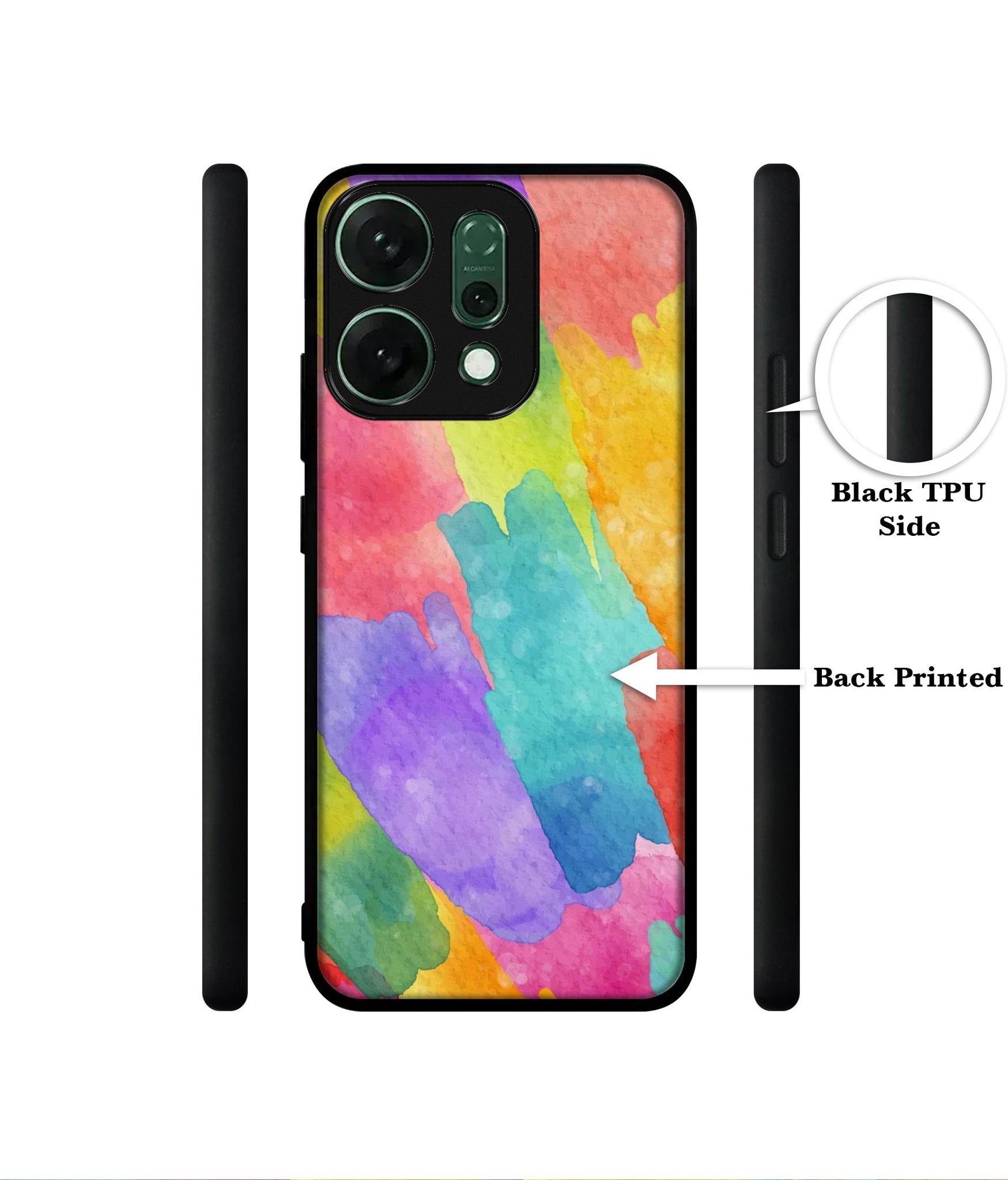 Water Paint Colorful Abstract Designer 2D Printed Back Case Cover for Oppo Reno14 Pro 5G