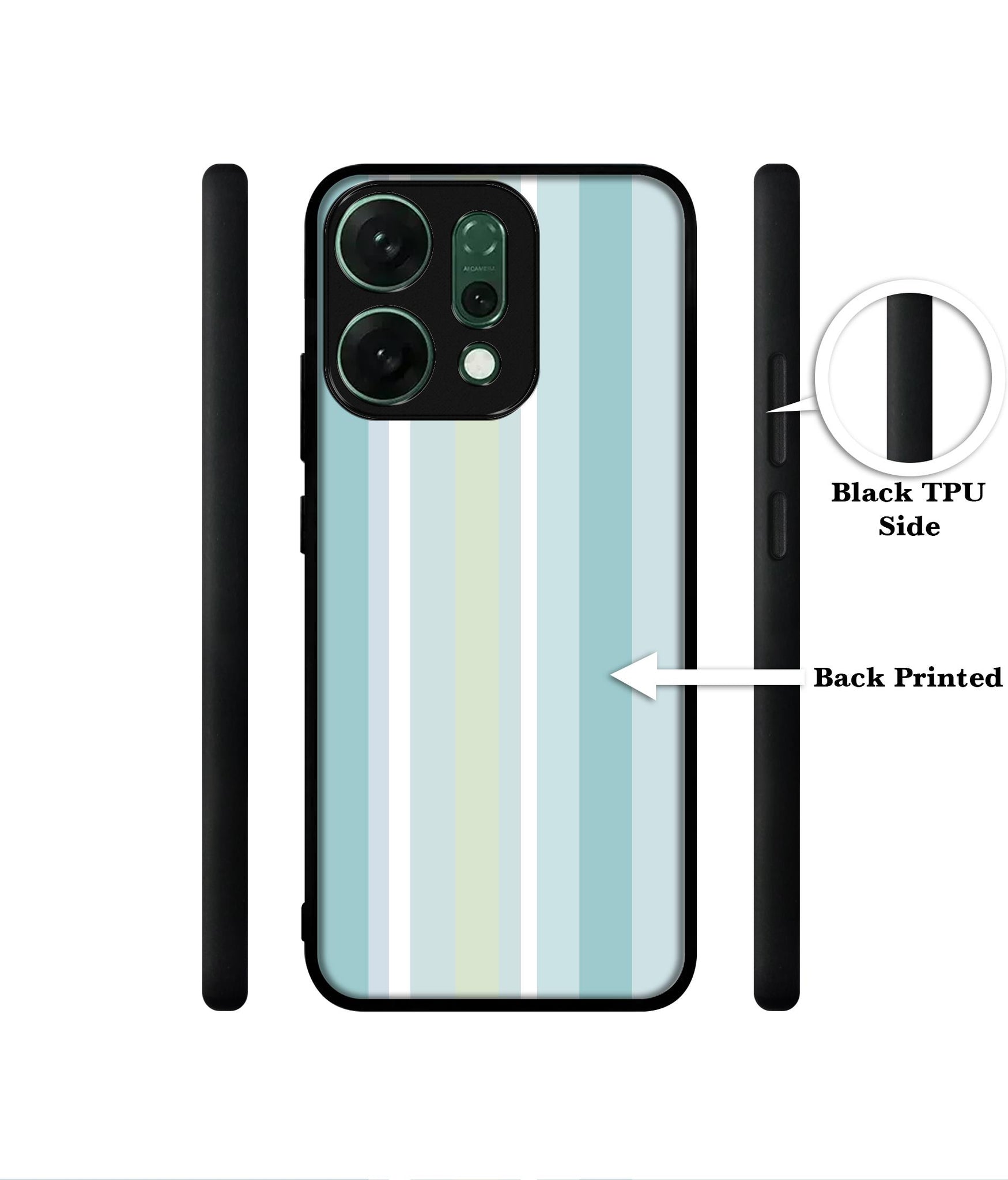 Light Green Stripes Designer 2D Printed Back Case Cover for Oppo Reno14 Pro 5G