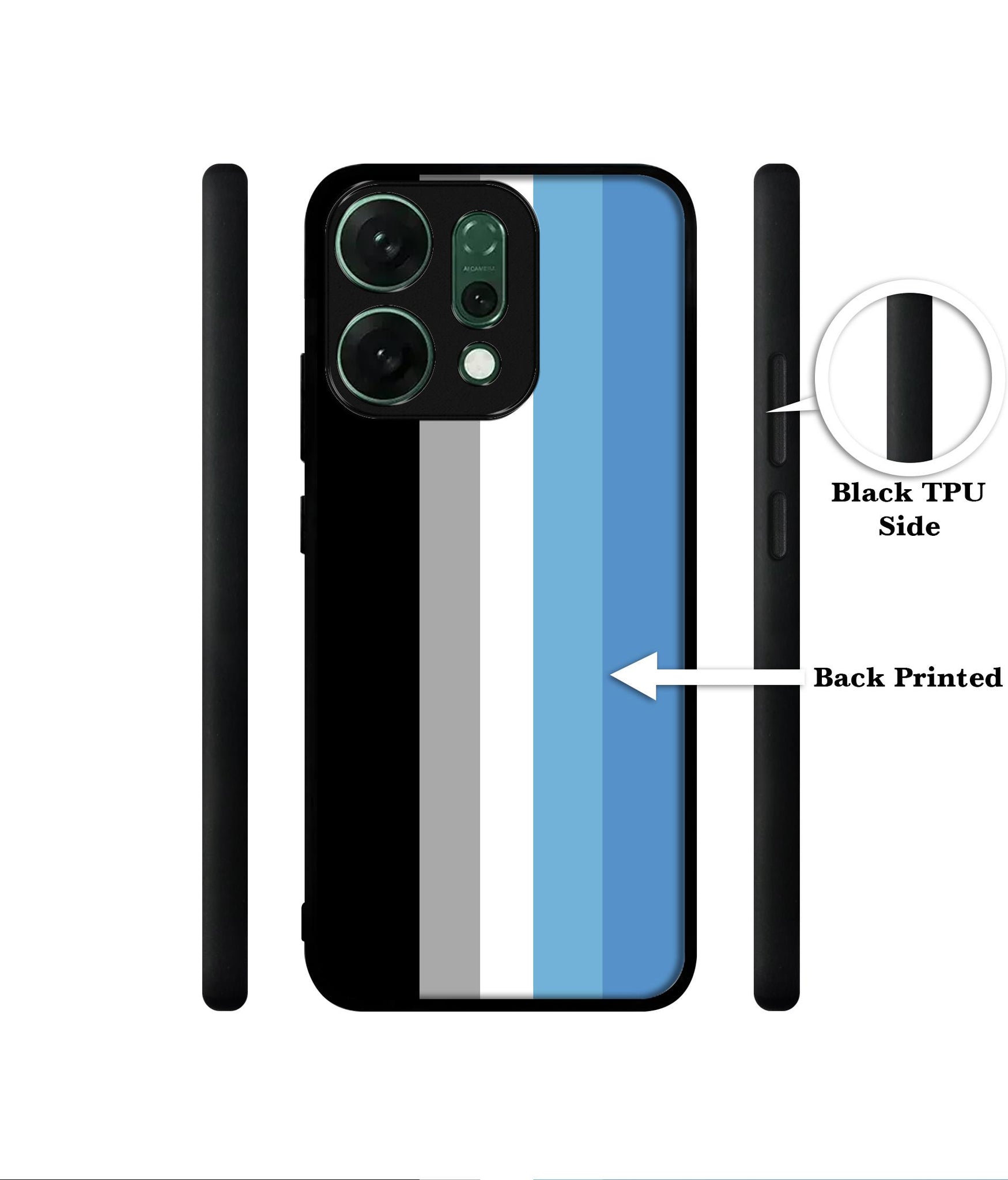 White and Blue Lines Designer 2D Printed Back Case Cover for Oppo Reno14 Pro 5G