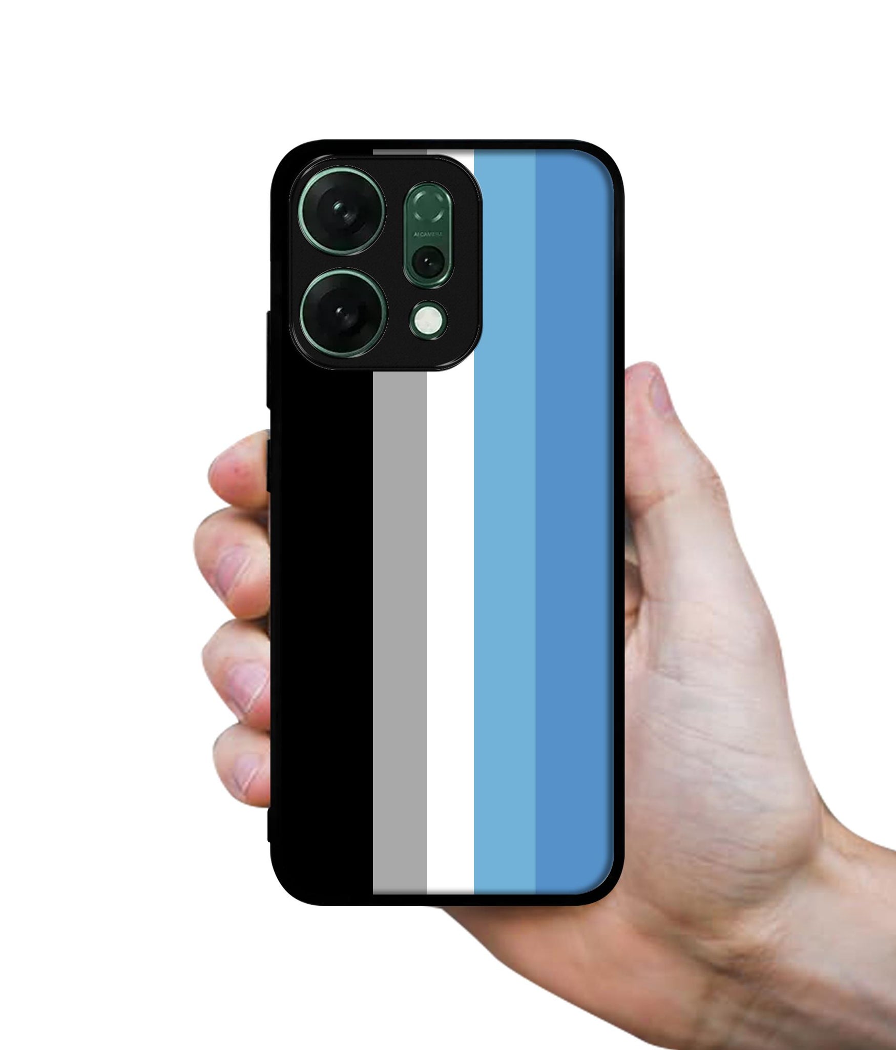 White and Blue Lines Designer 2D Printed Back Case Cover for Oppo Reno14 Pro 5G
