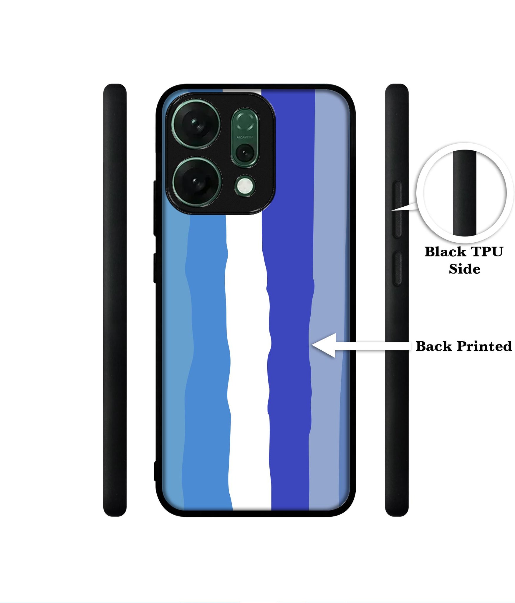 Blue Stripes Rainbow Designer 2D Printed Back Case Cover for Oppo Reno14 Pro 5G