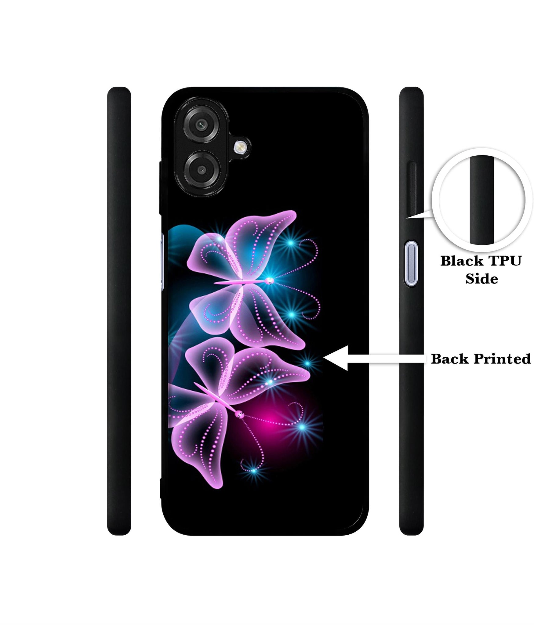 Butterflies Neon Light Designer 2D Printed Back Case Cover for Samsung Galaxy A07 4G / F07 4G / M07 4G