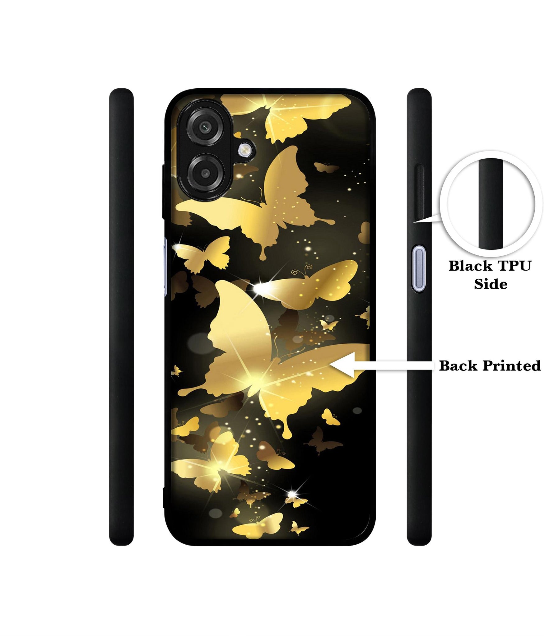 Golden Butterfly Pattern Designer 2D Printed Back Case Cover for Samsung Galaxy A07 4G / F07 4G / M07 4G