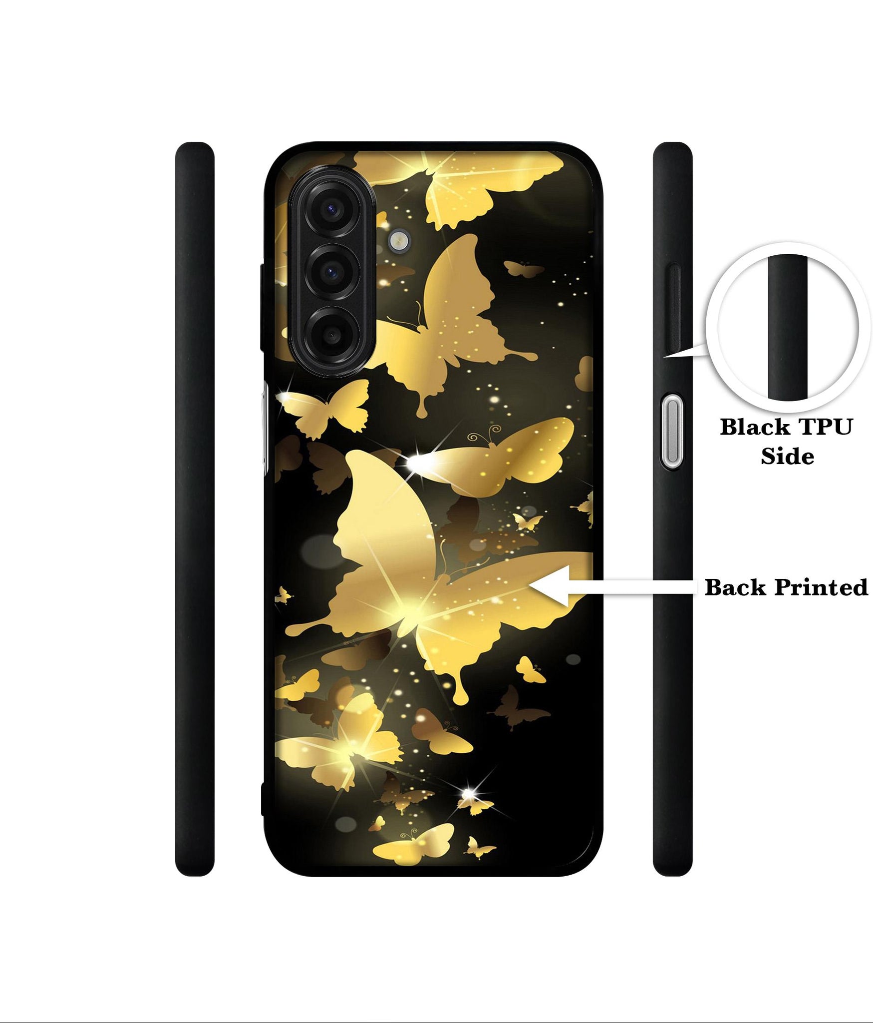 Golden Butterfly Pattern Designer 2D Printed Back Case Cover for Samsung Galaxy A17 5G / F17 5G / M17 5G