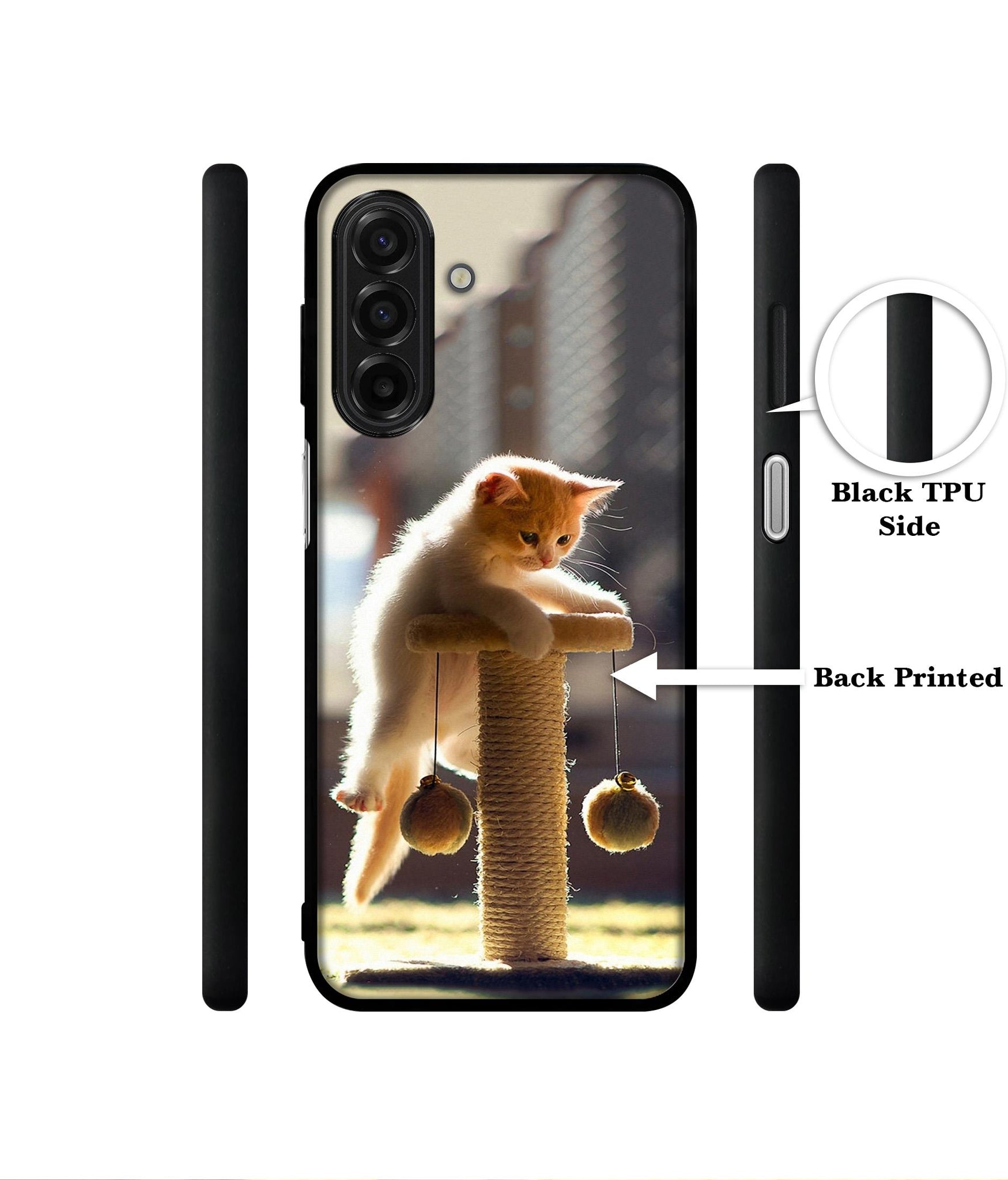 Cat Climbing Designer 2D Printed Back Case Cover for Samsung Galaxy A17 5G / F17 5G / M17 5G