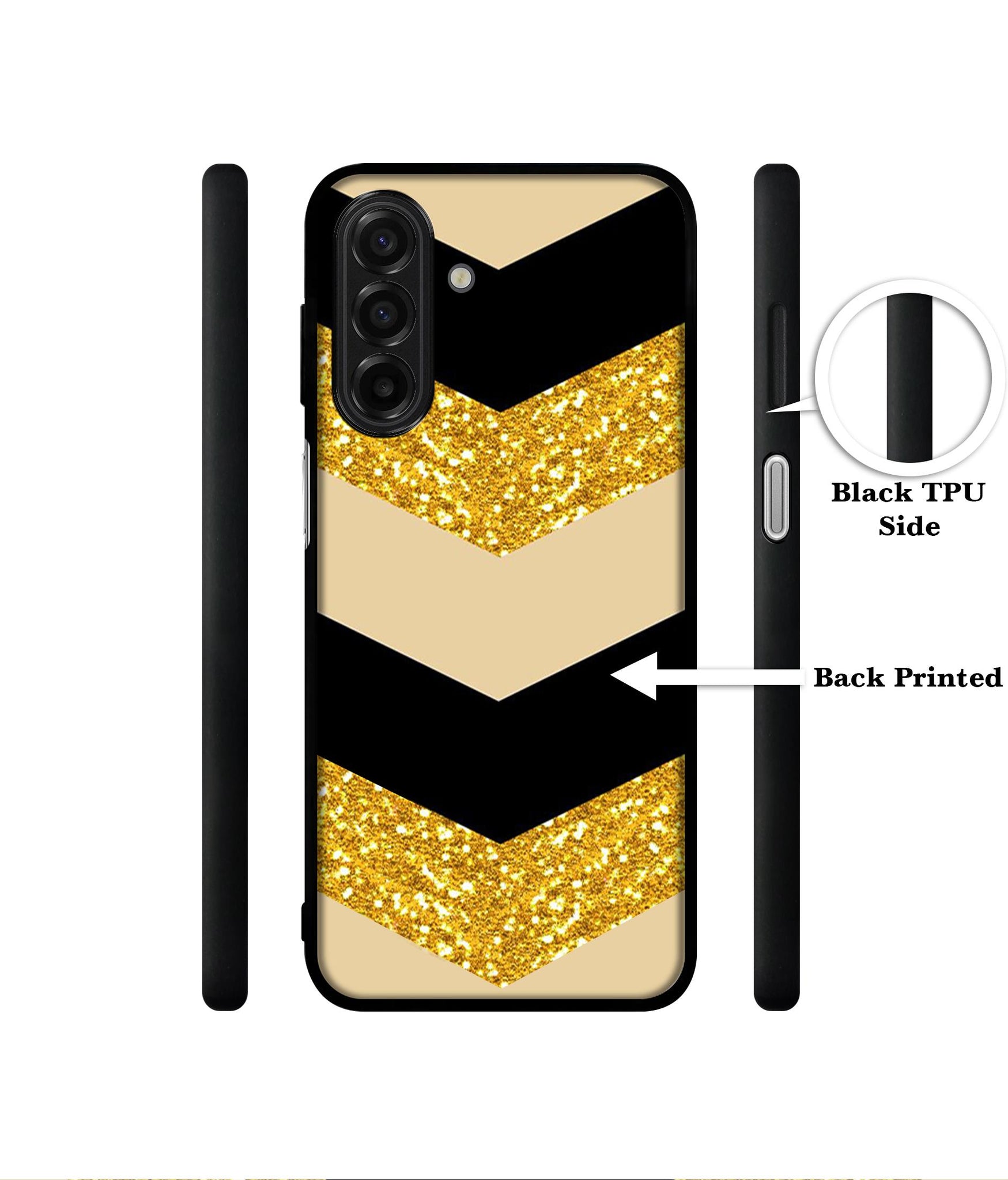 Black & Gold Designer 2D Printed Back Case Cover for Samsung Galaxy A17 5G / F17 5G / M17 5G