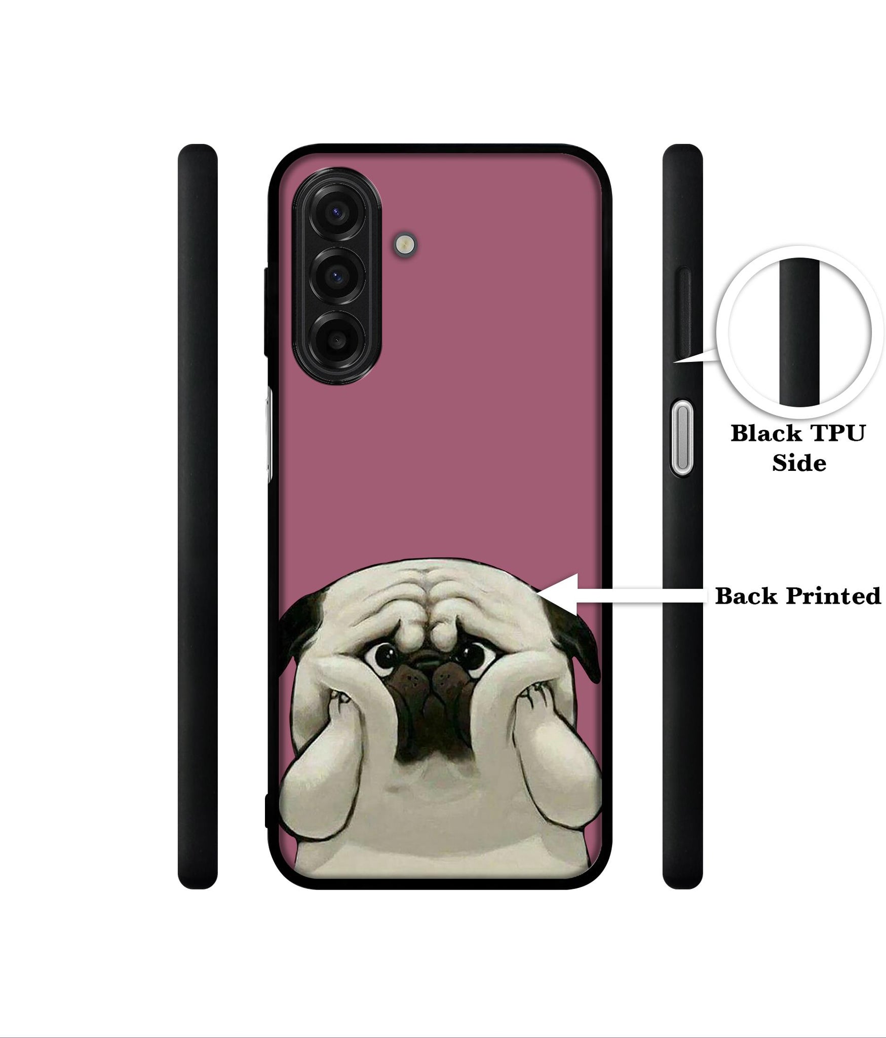 Cute Pug Holding Big Cheeks Designer 2D Printed Back Case Cover for Samsung Galaxy A17 5G / F17 5G / M17 5G