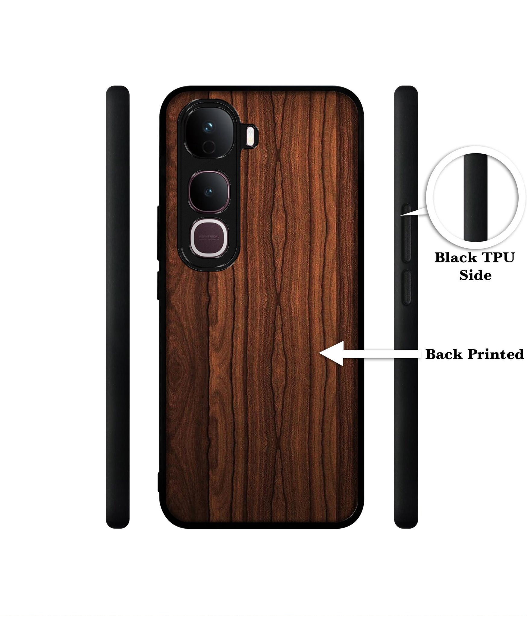 Brown Wooden Texture Designer 2D Printed Back Case Cover for Vivo Y400 Pro 5G