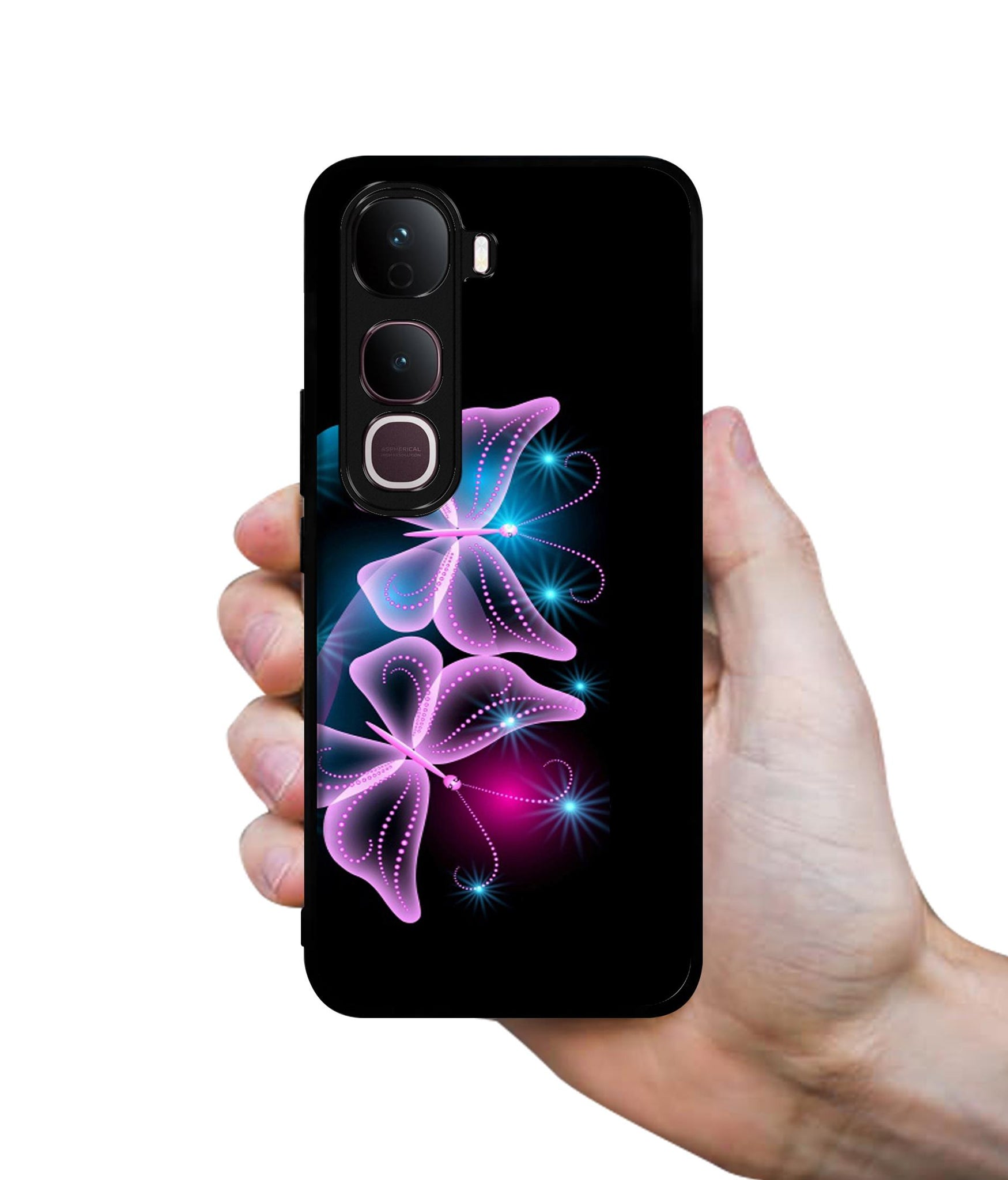 Butterflies Neon Light Designer 2D Printed Back Case Cover for Vivo Y400 Pro 5G