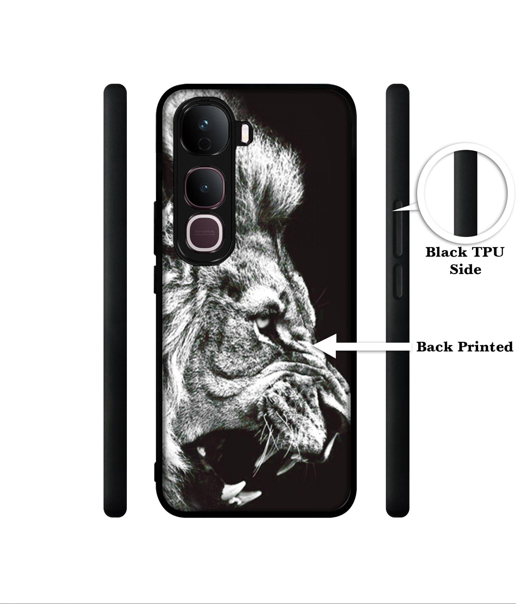 Angry Lion Designer 2D Printed Back Case Cover for Vivo Y400 Pro 5G