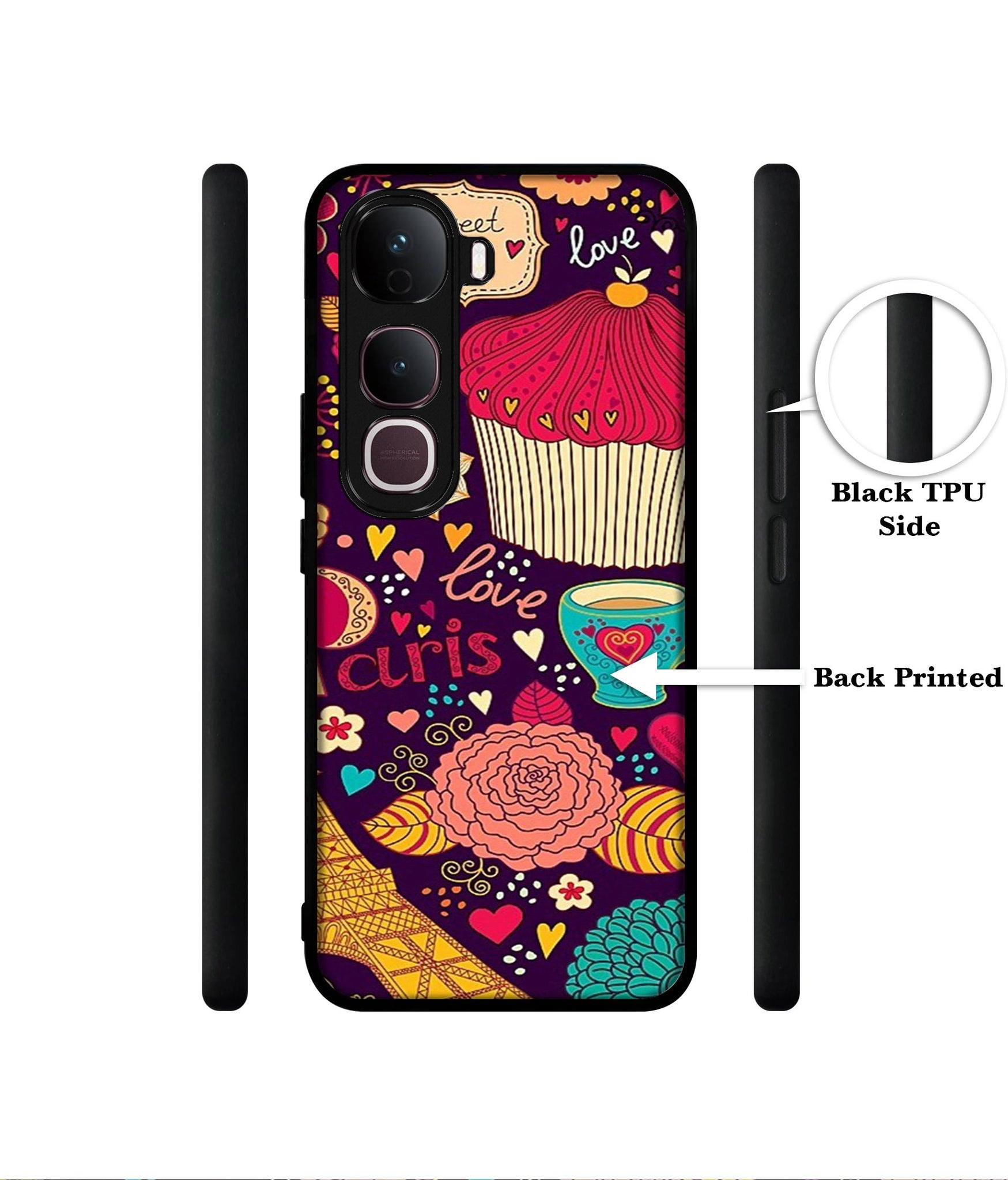 Paris Flower Love Designer 2D Printed Back Case Cover for Vivo Y400 Pro 5G