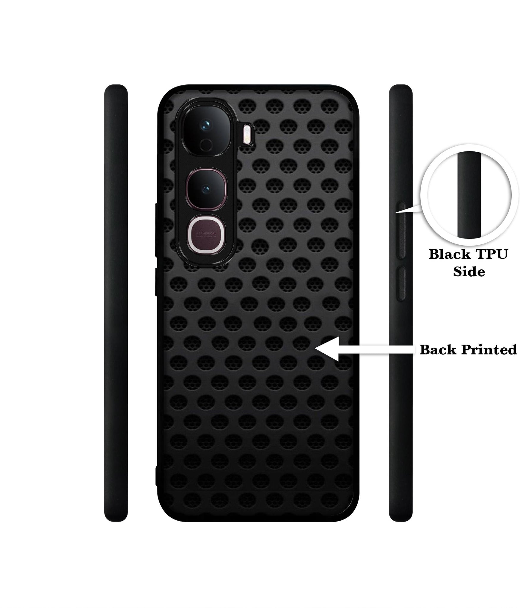 Black Circle Designer 2D Printed Back Case Cover for Vivo Y400 Pro 5G
