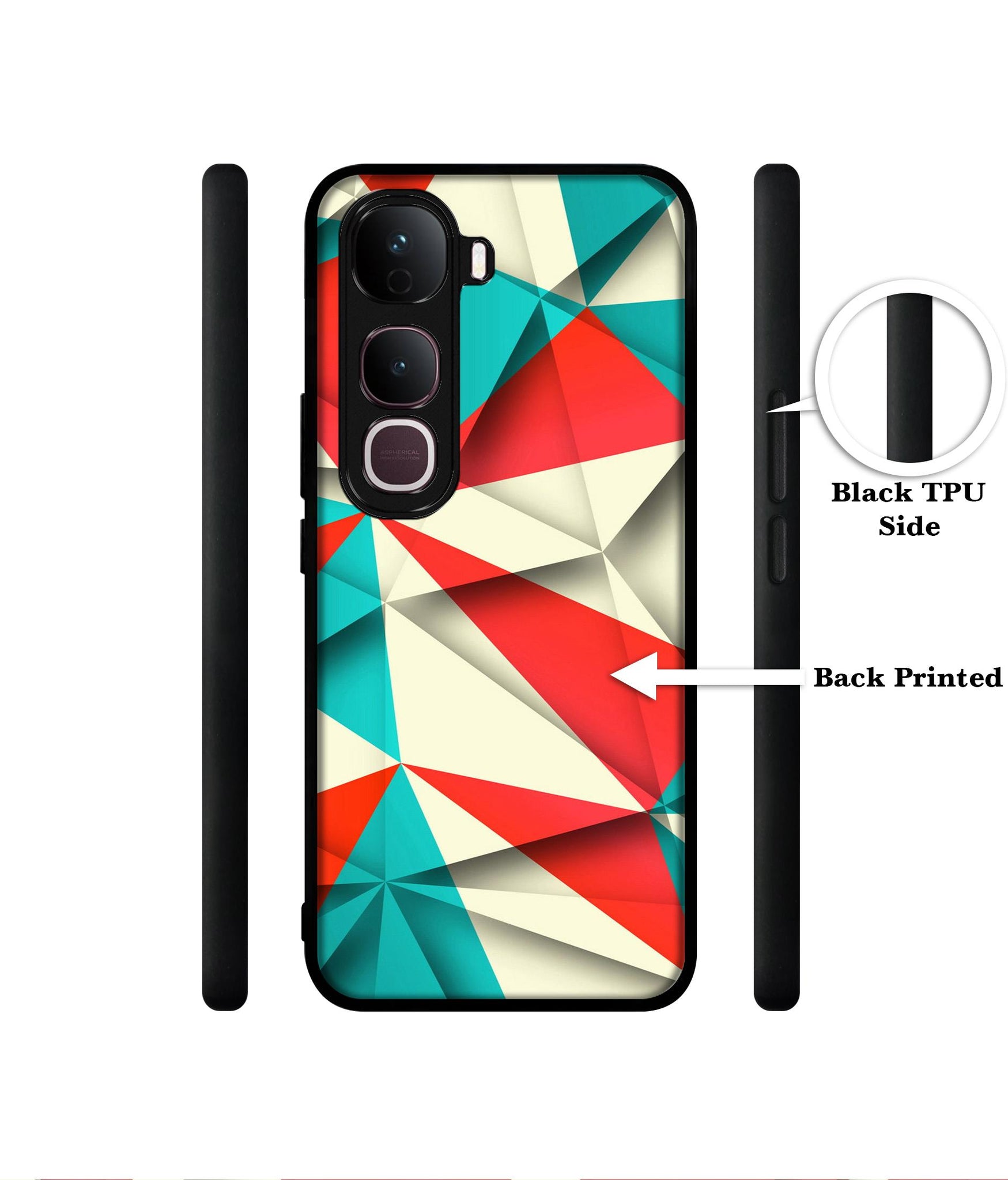 Red Blue White Pattern Designer 2D Printed Back Case Cover for Vivo Y400 Pro 5G