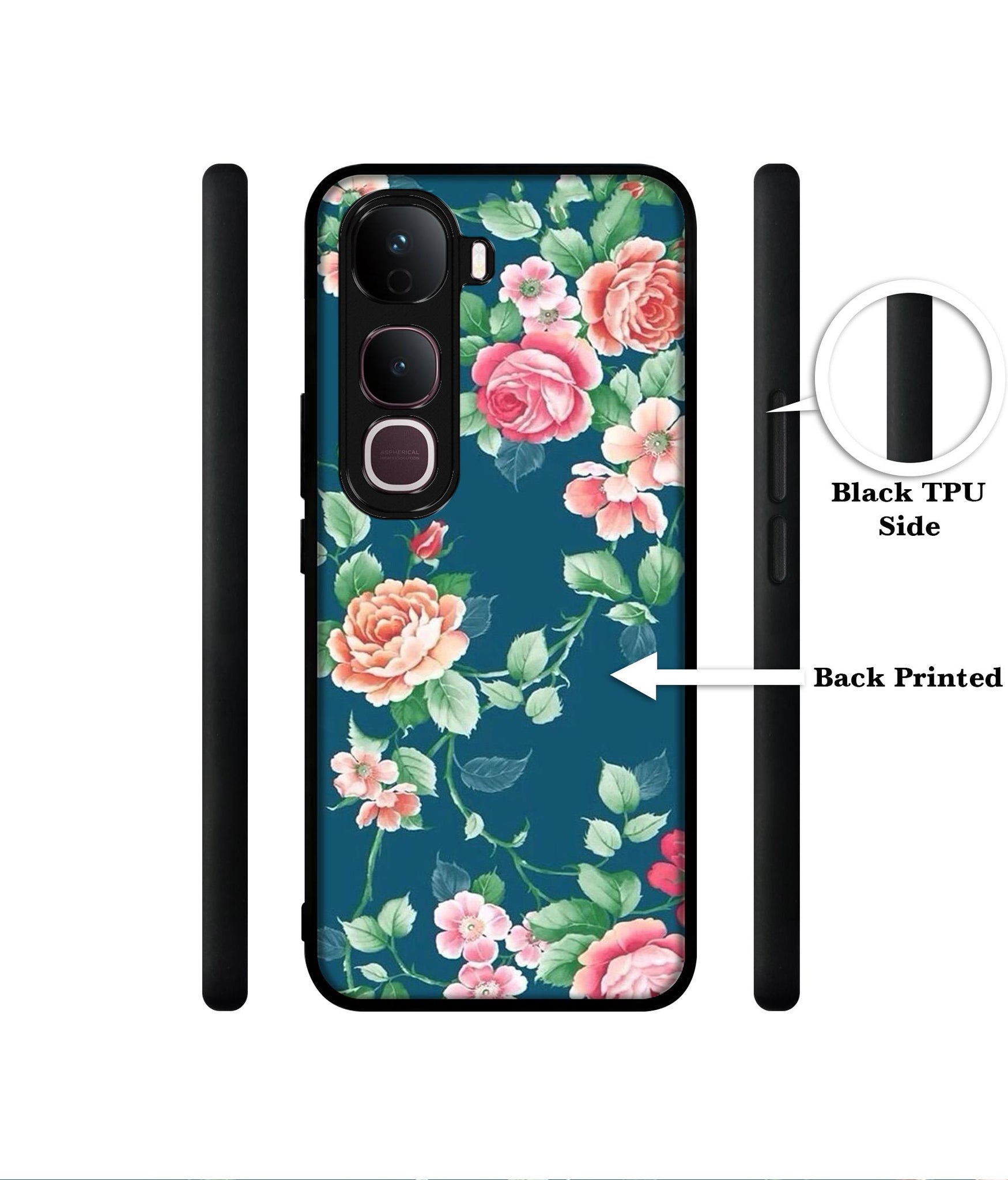 Vintage Floral Designer 2D Printed Back Case Cover for Vivo Y400 Pro 5G