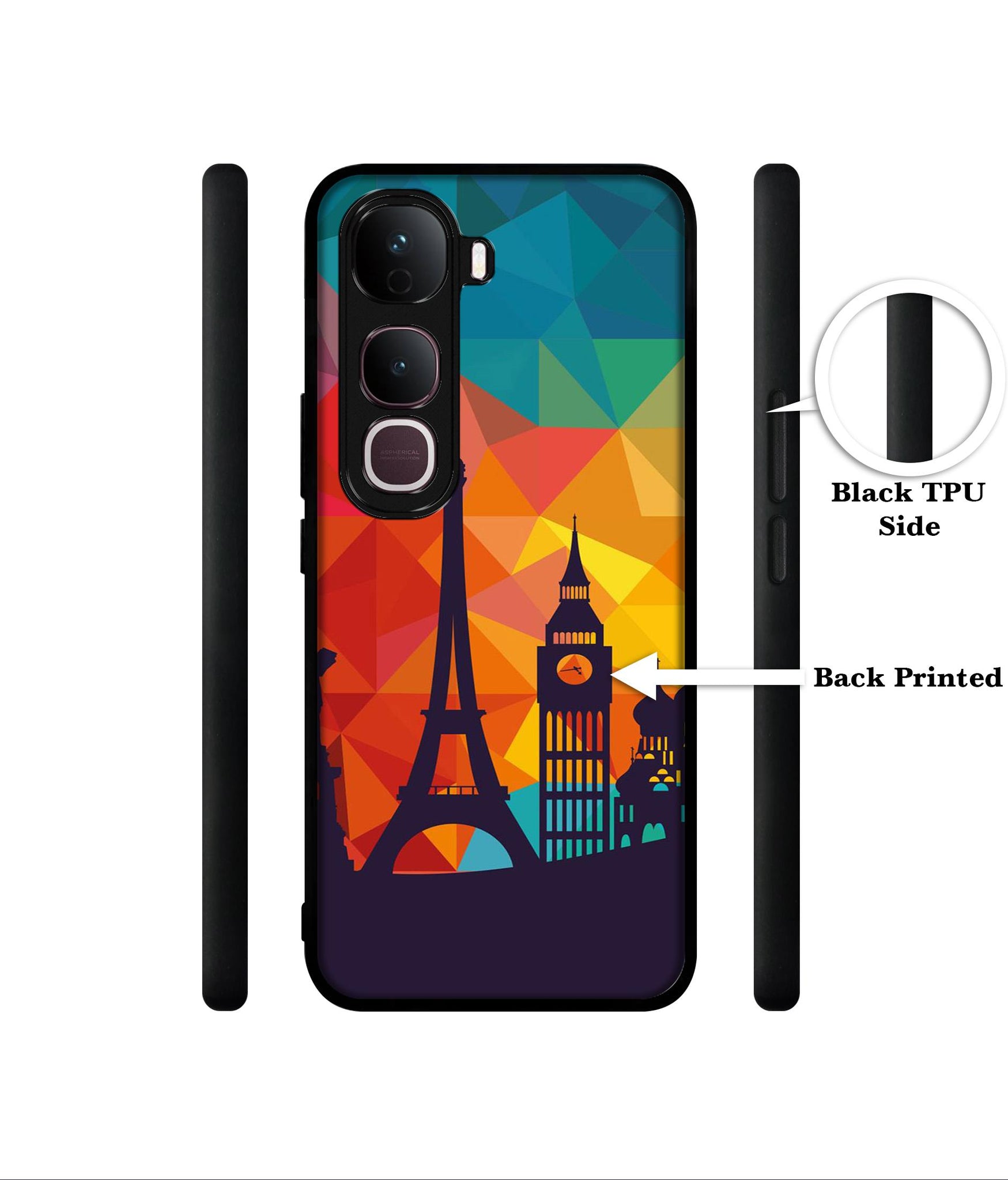 Colored Paris Designer 2D Printed Back Case Cover for Vivo Y400 Pro 5G