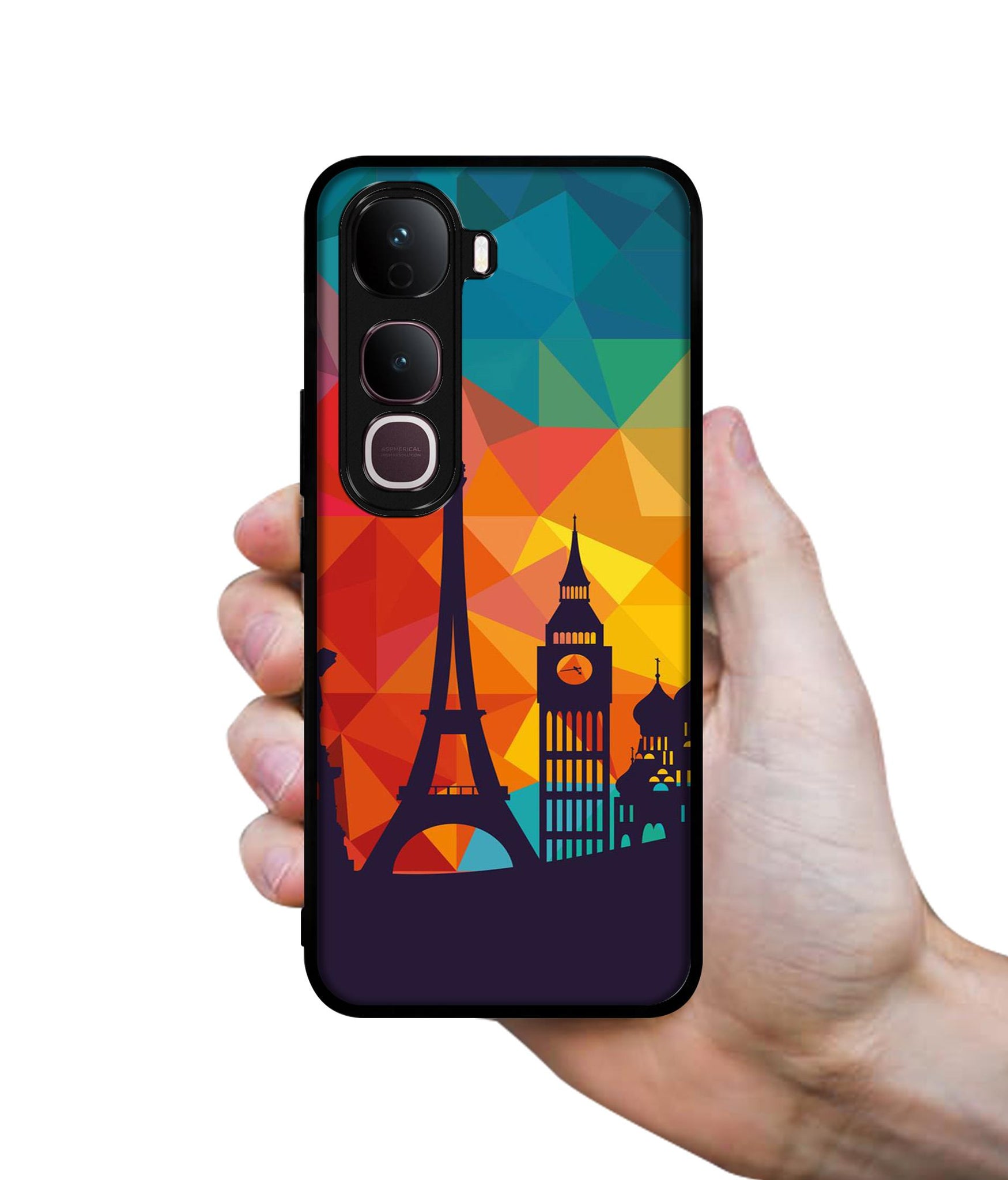 Colored Paris Designer 2D Printed Back Case Cover for Vivo Y400 Pro 5G