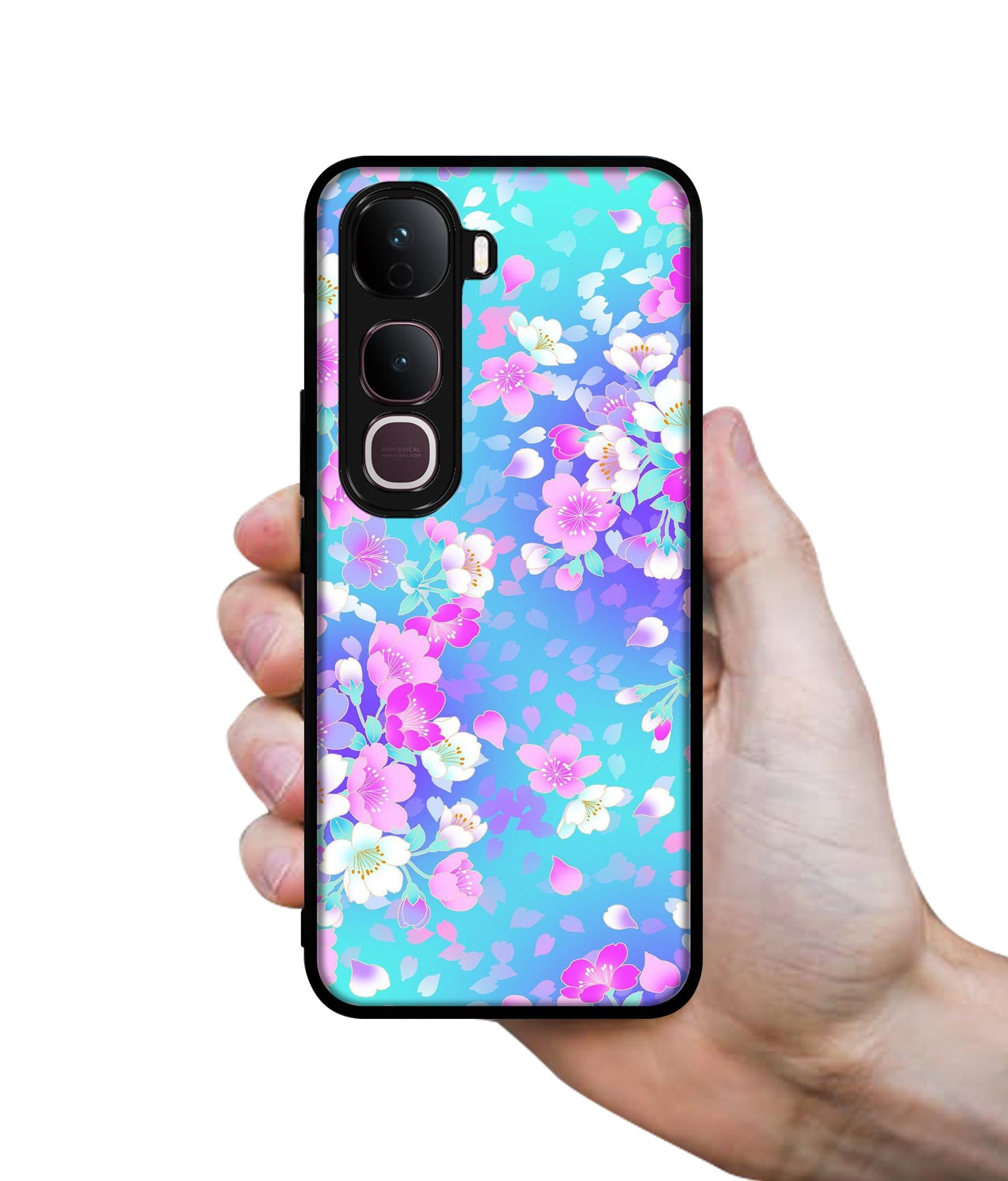 Floral Blue Pattern Designer 2D Printed Back Case Cover for Vivo Y400 Pro 5G
