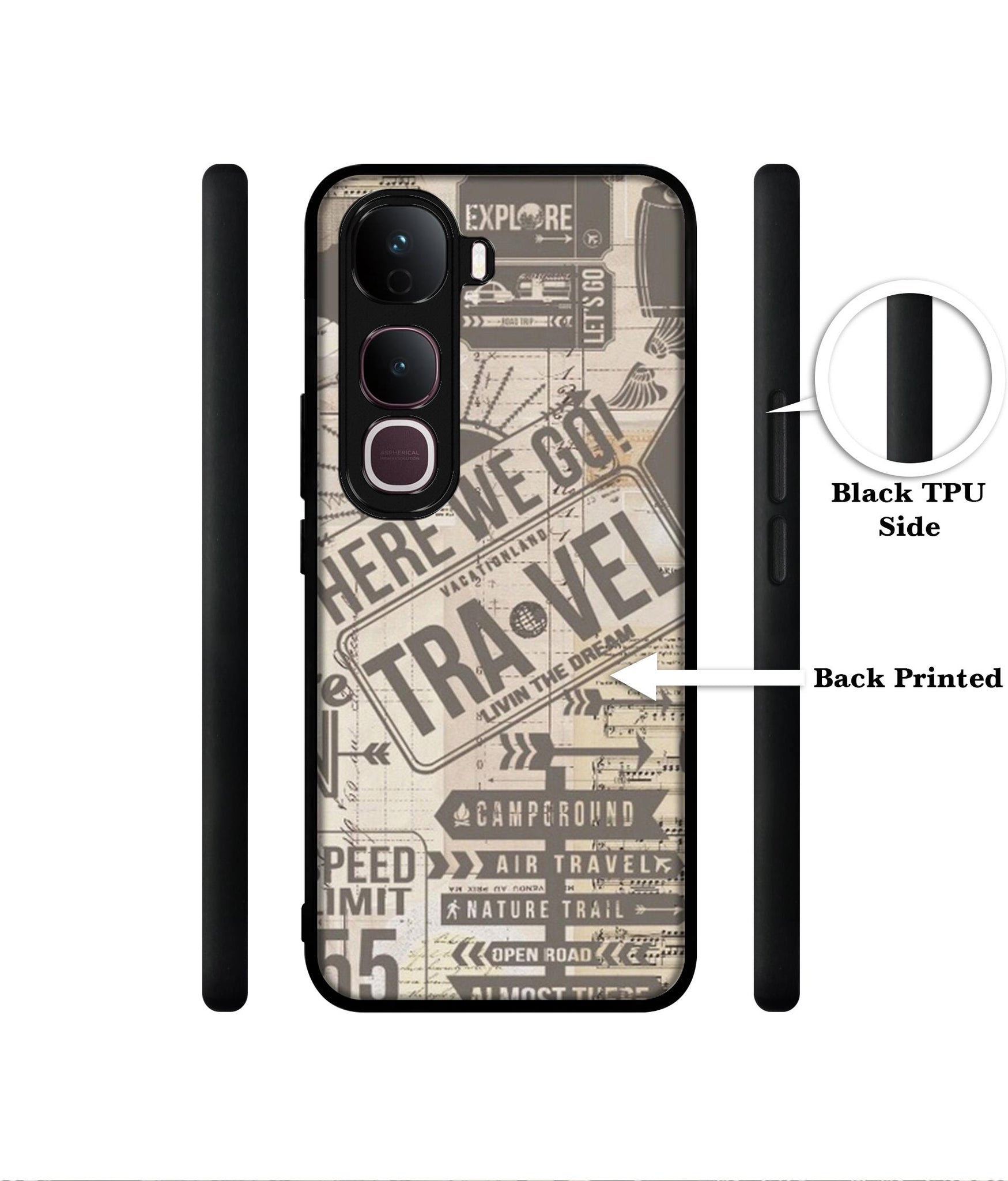 Travel Designer 2D Printed Back Case Cover for Vivo Y400 Pro 5G