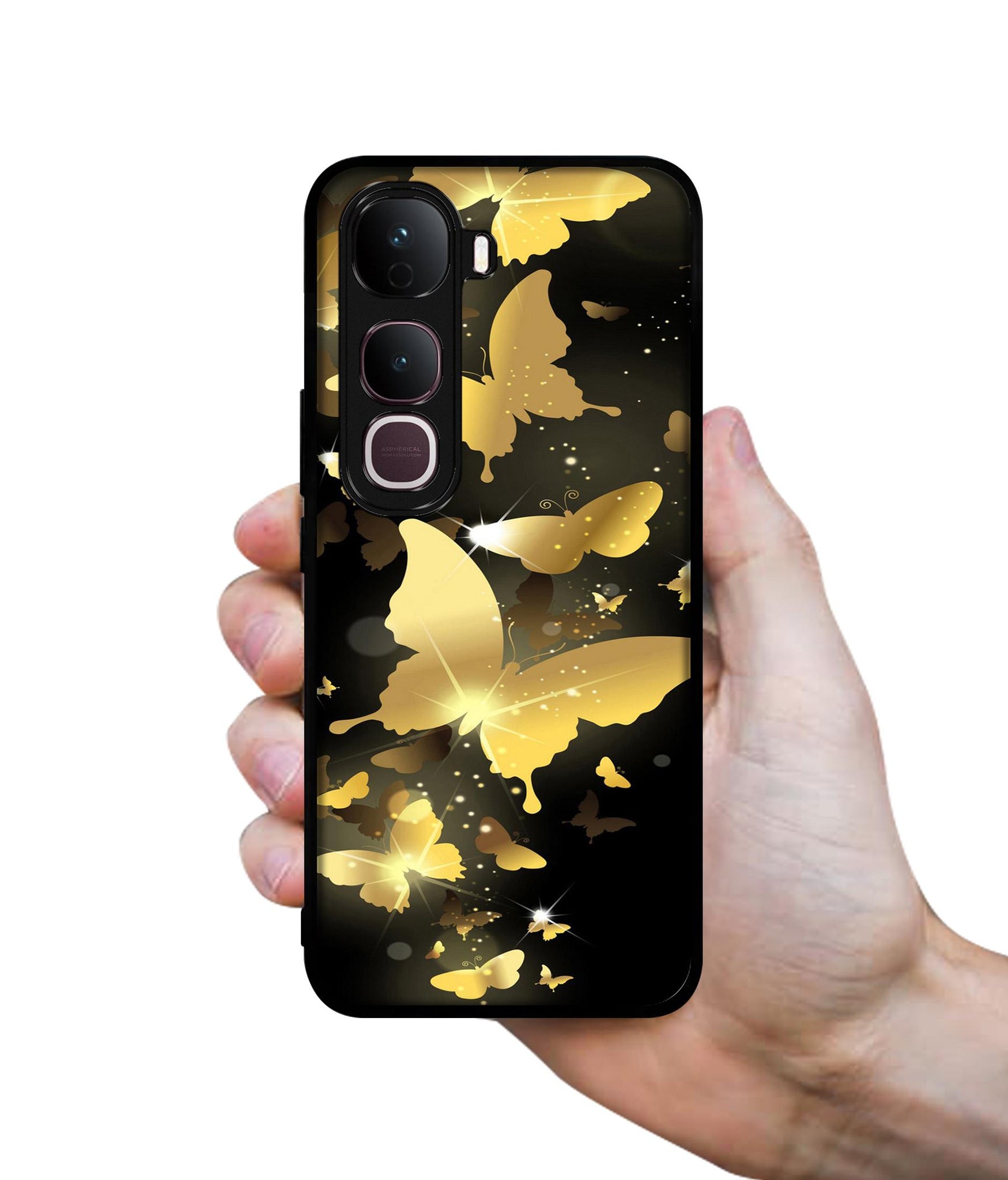 Golden Butterfly Pattern Designer 2D Printed Back Case Cover for Vivo Y400 Pro 5G