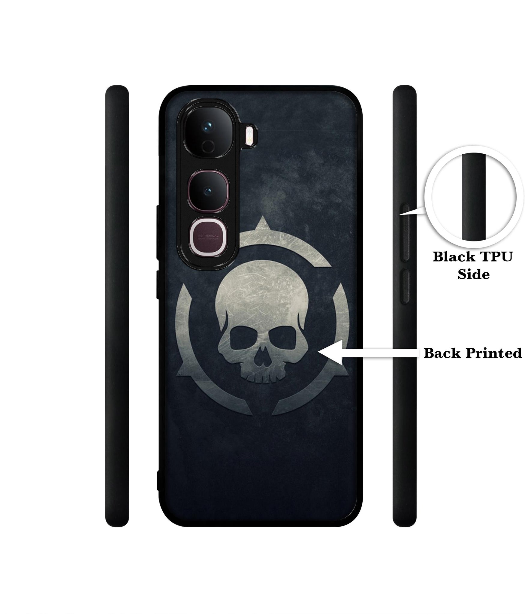 Skull Pattern Print Designer 2D Printed Back Case Cover for Vivo Y400 Pro 5G