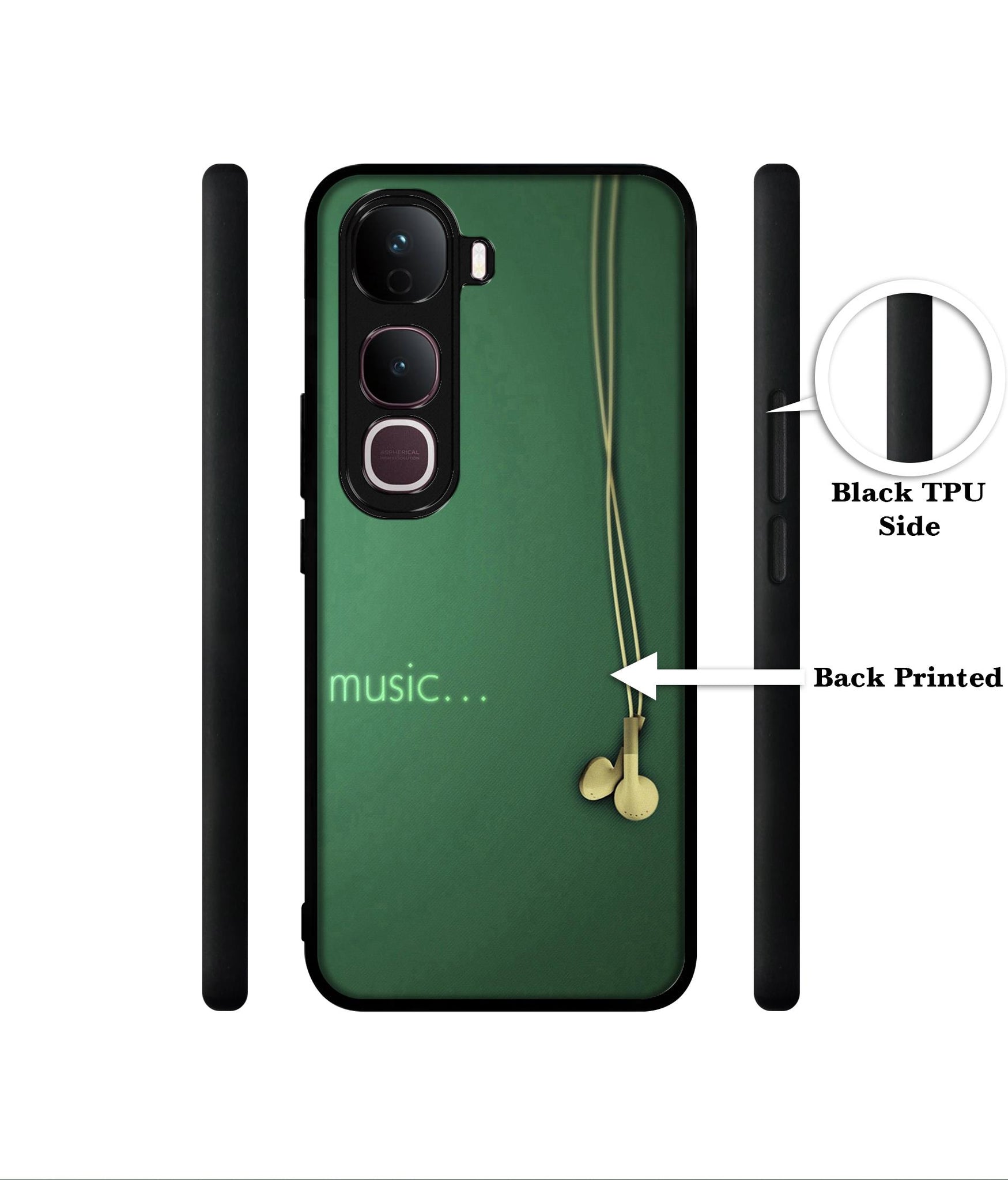 Headphone Music Designer 2D Printed Back Case Cover for Vivo Y400 Pro 5G