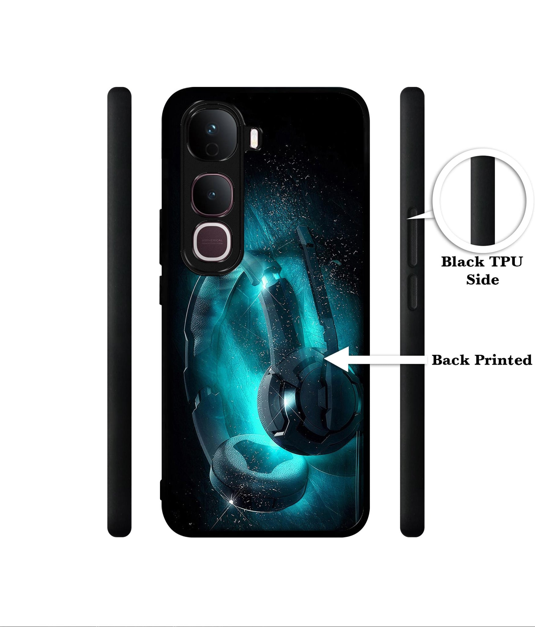 Cool Headphone Designer 2D Printed Back Case Cover for Vivo Y400 Pro 5G