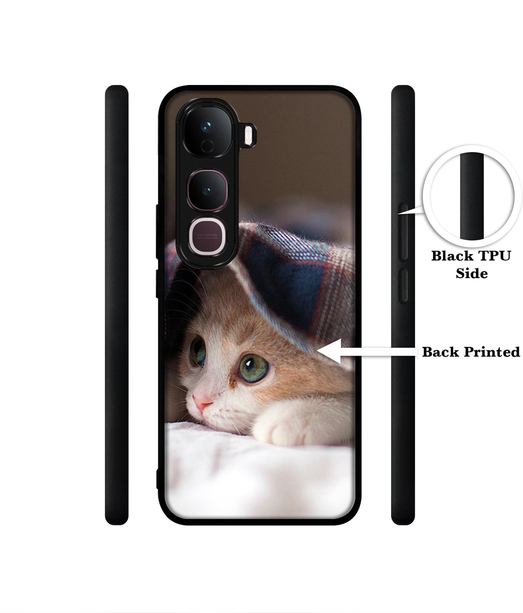 Sleepy Kitten Designer 2D Printed Back Case Cover for Vivo Y400 Pro 5G