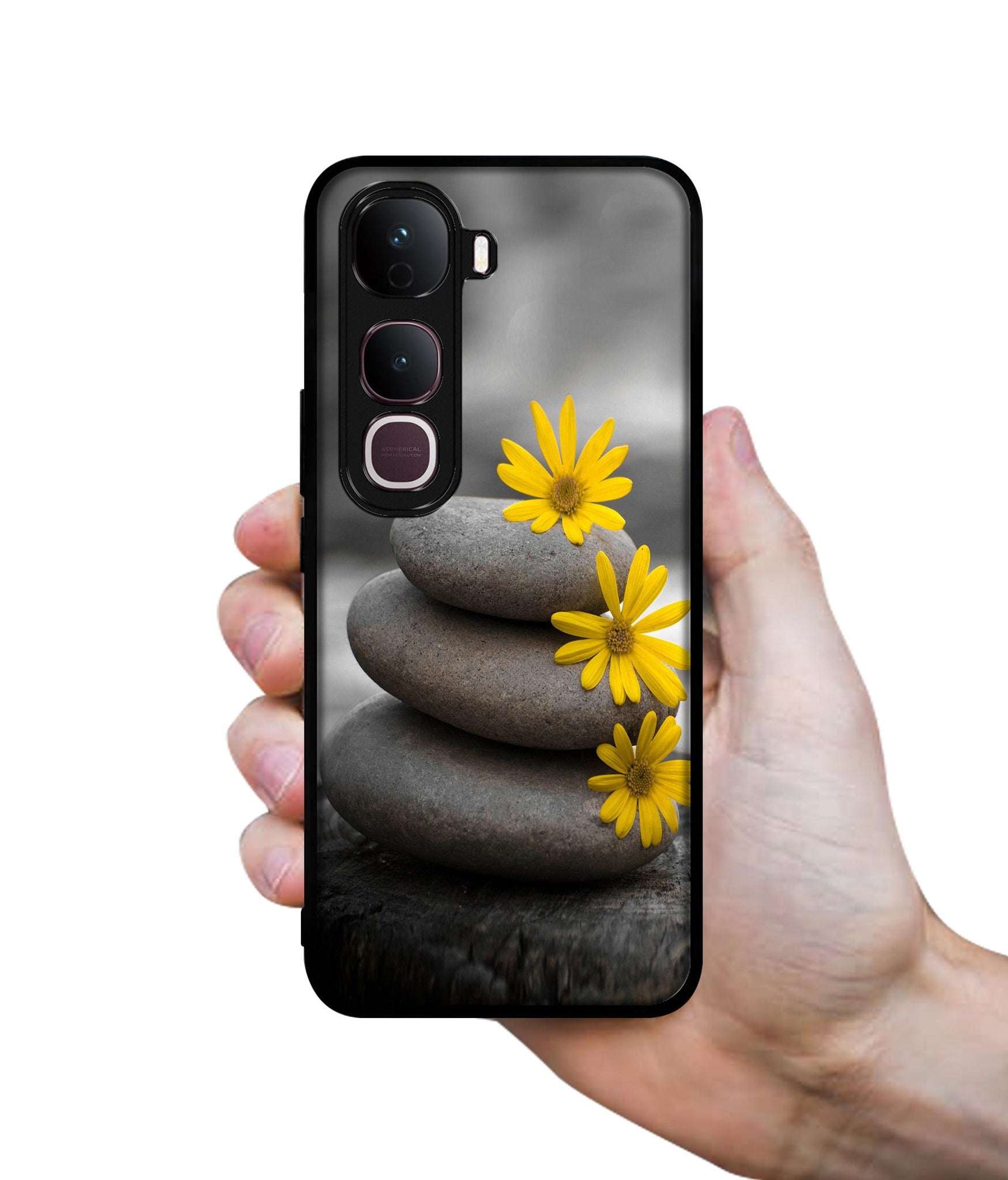 Stones And Flower Designer 2D Printed Back Case Cover for Vivo Y400 Pro 5G