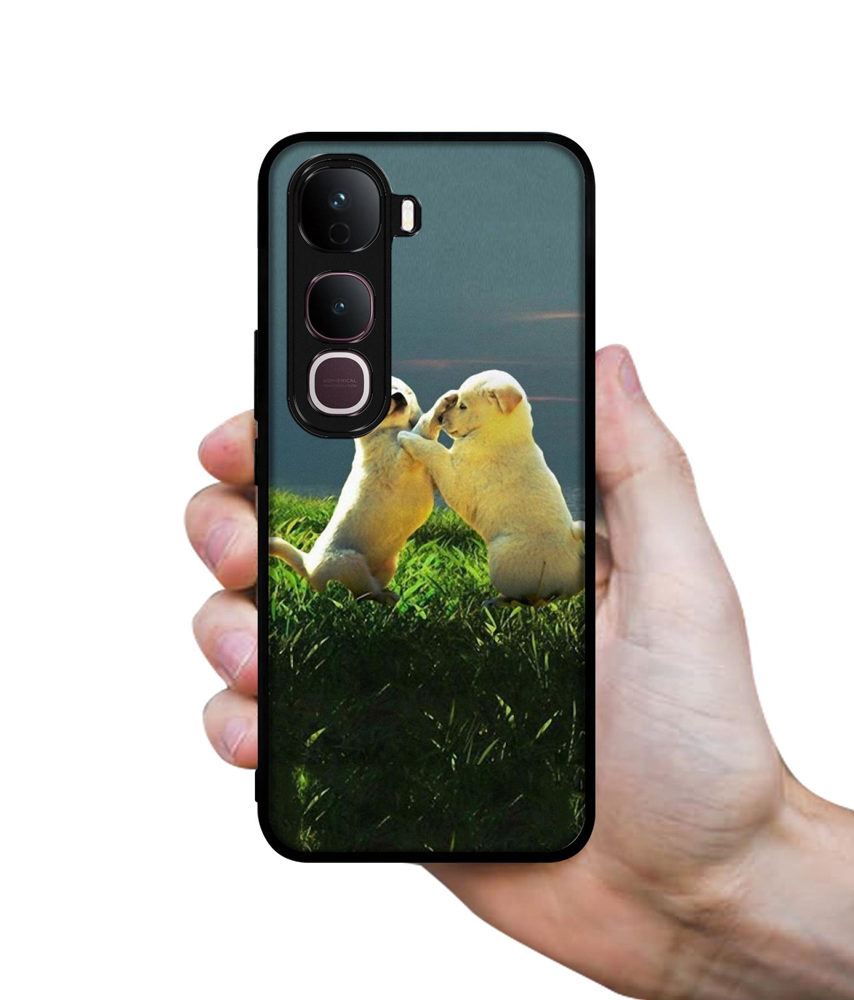 Puppy Couple Sunset Designer 2D Printed Back Case Cover for Vivo Y400 Pro 5G