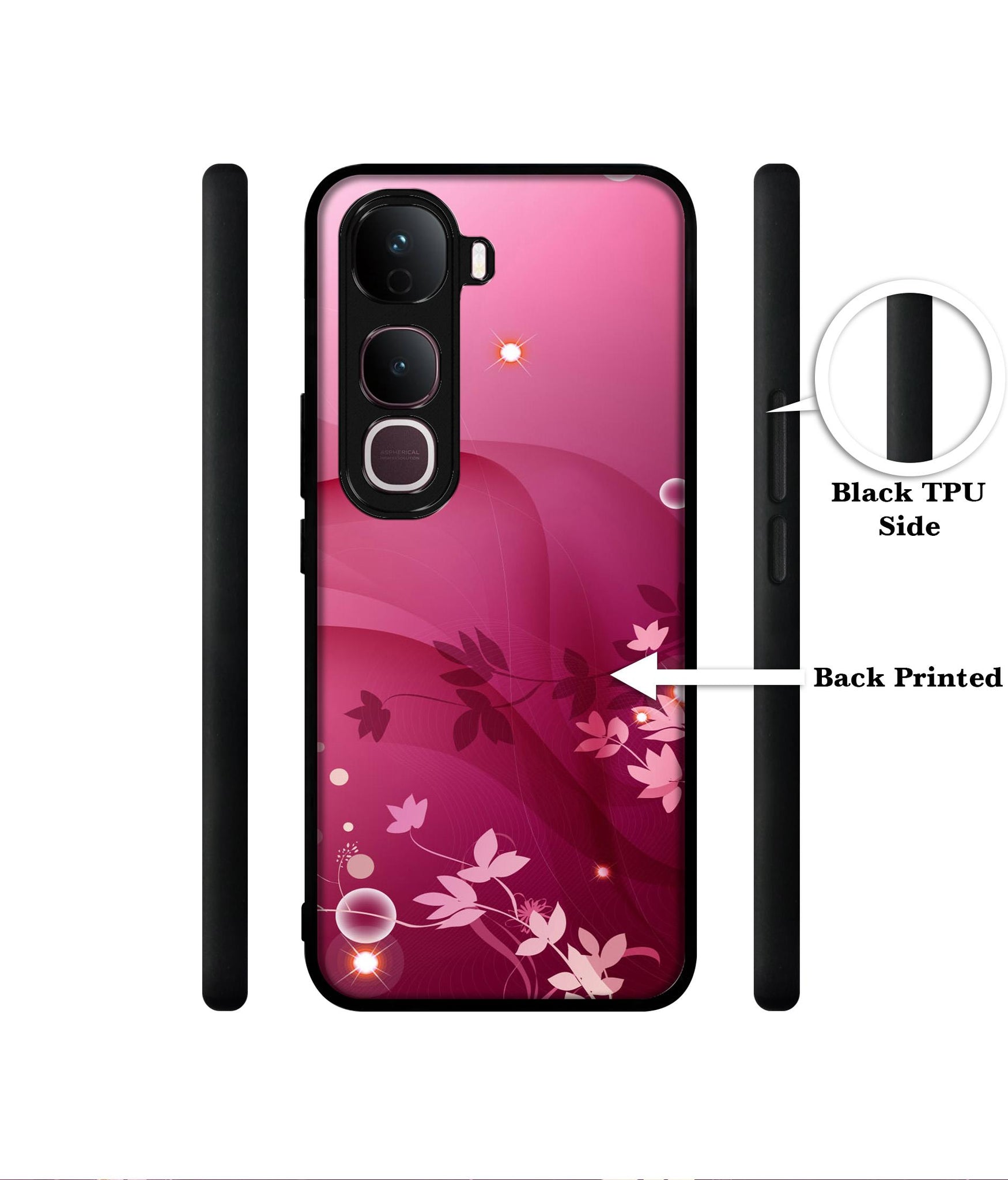 Pink Abstract Designer 2D Printed Back Case Cover for Vivo Y400 Pro 5G
