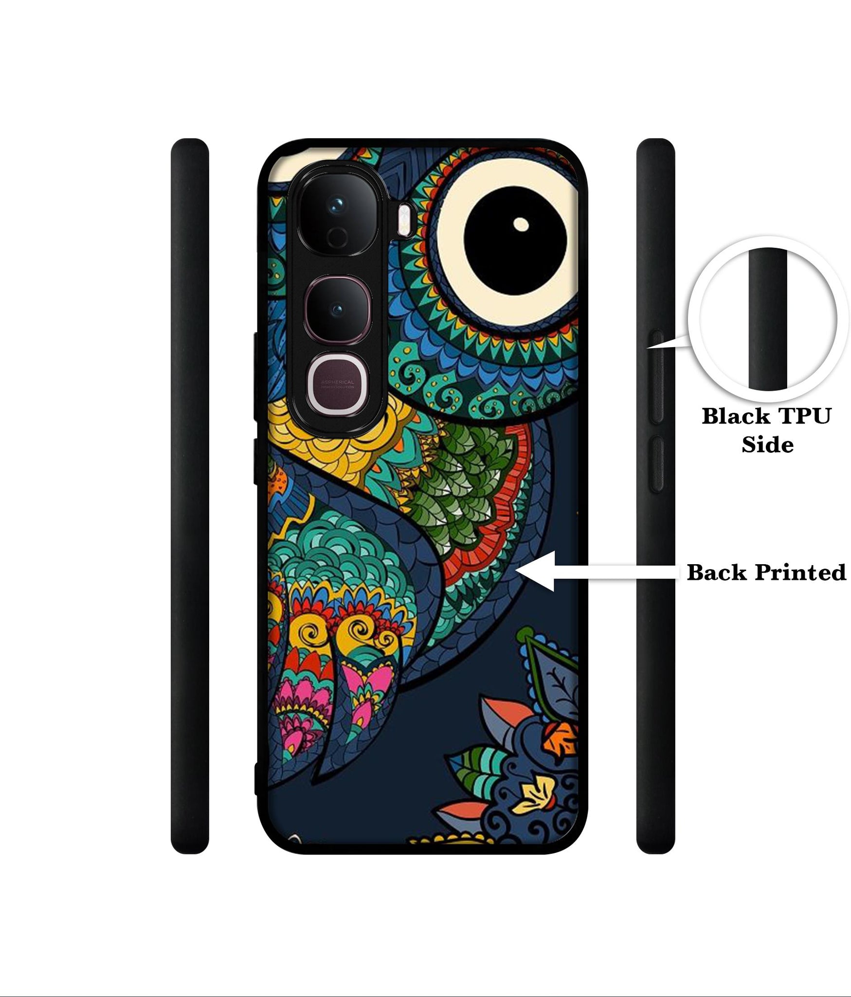 Owl Illustration Designer 2D Printed Back Case Cover for Vivo Y400 Pro 5G