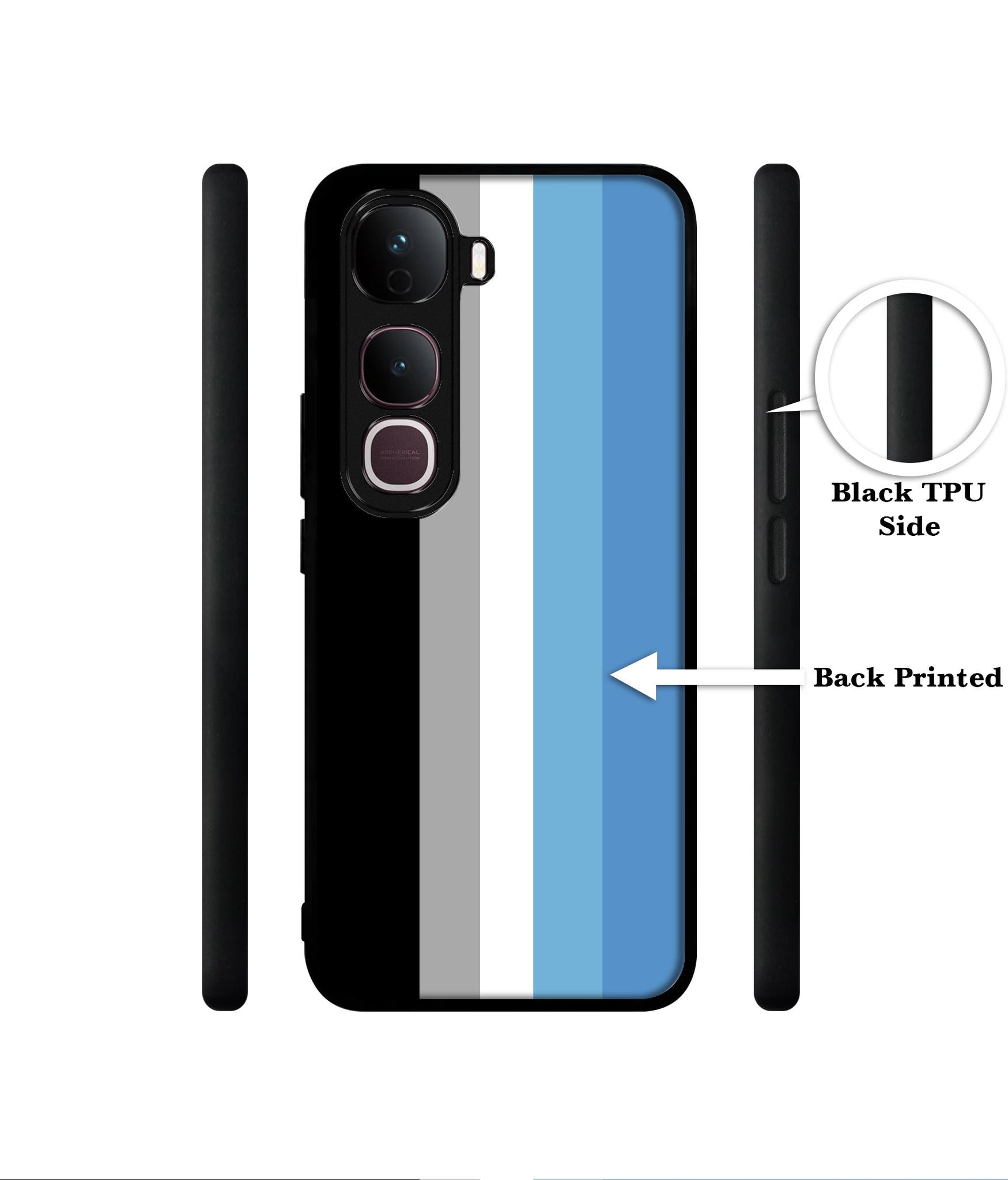 White and Blue Lines Designer 2D Printed Back Case Cover for Vivo Y400 Pro 5G
