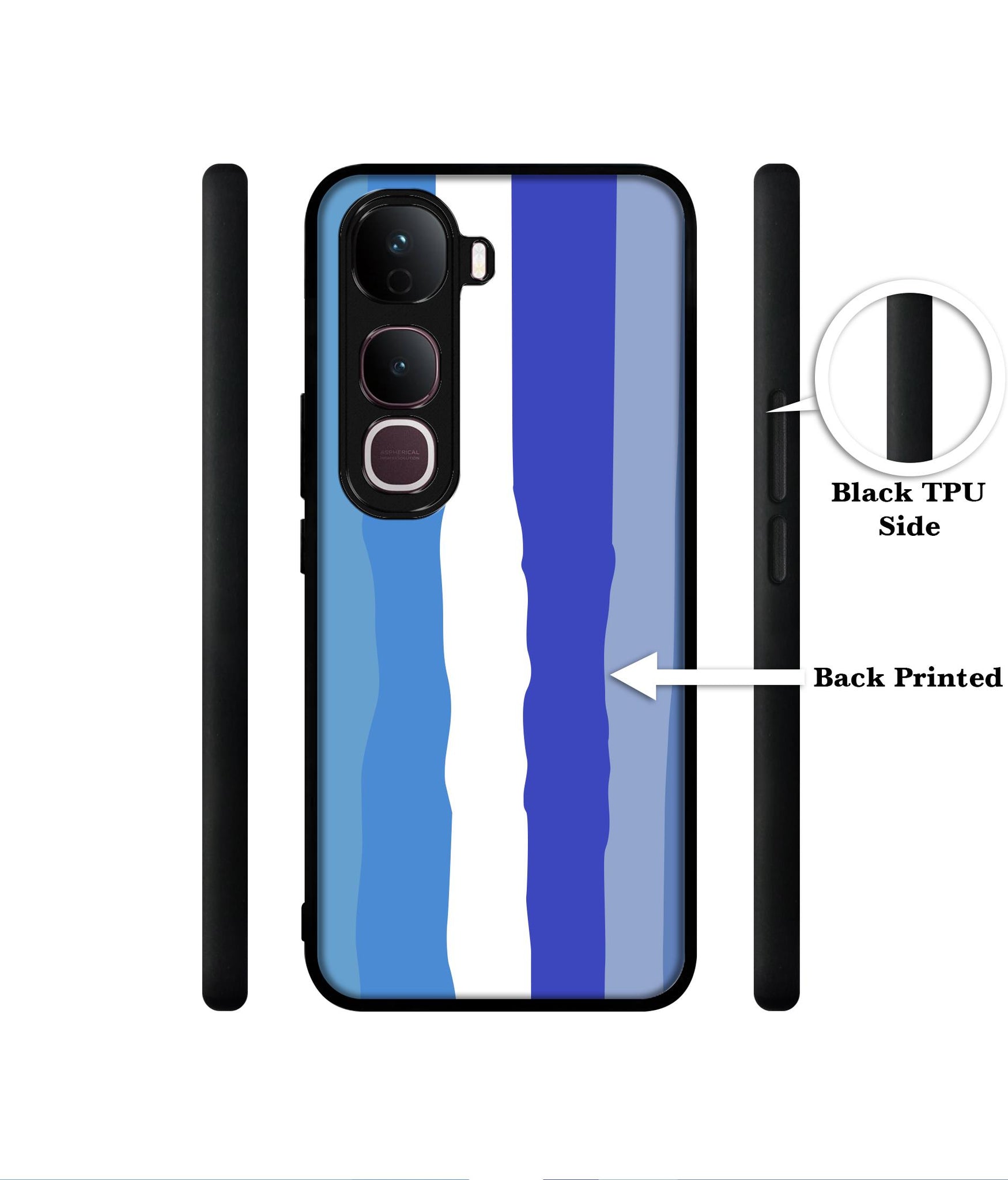 Blue Stripes Rainbow Designer 2D Printed Back Case Cover for Vivo Y400 Pro 5G