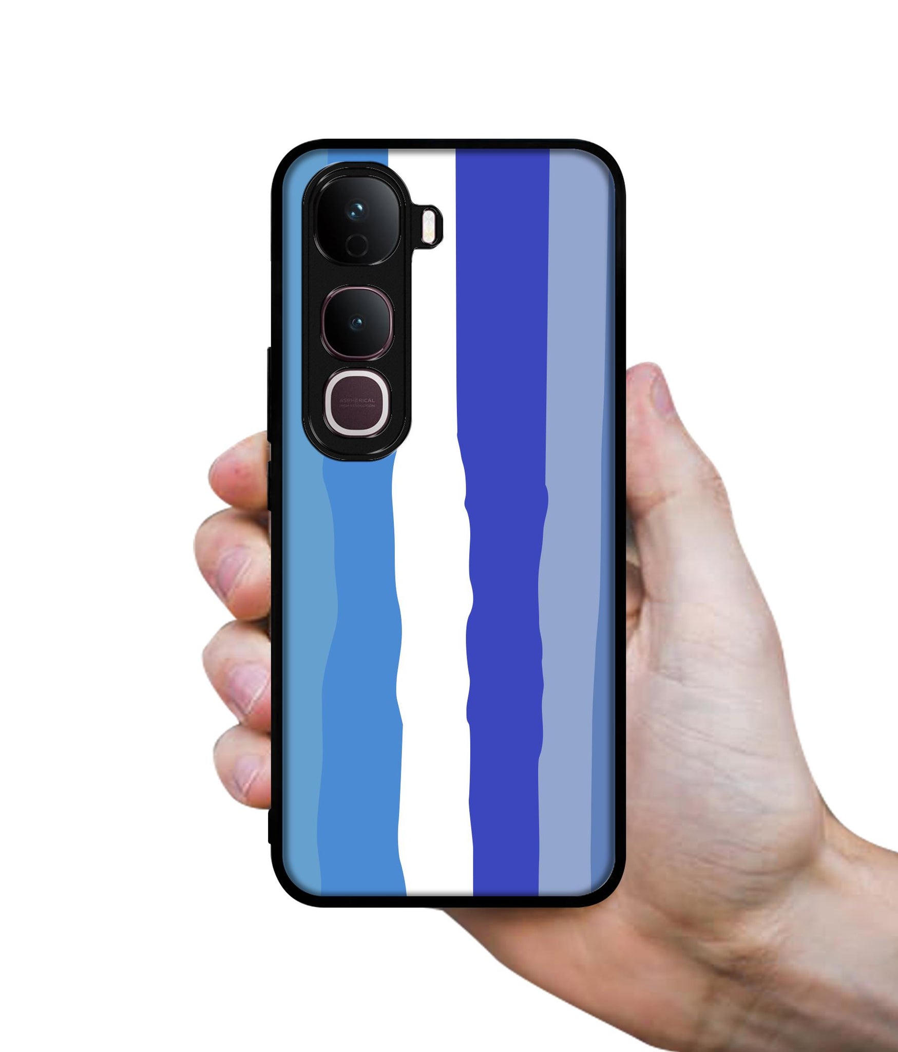Blue Stripes Rainbow Designer 2D Printed Back Case Cover for Vivo Y400 Pro 5G