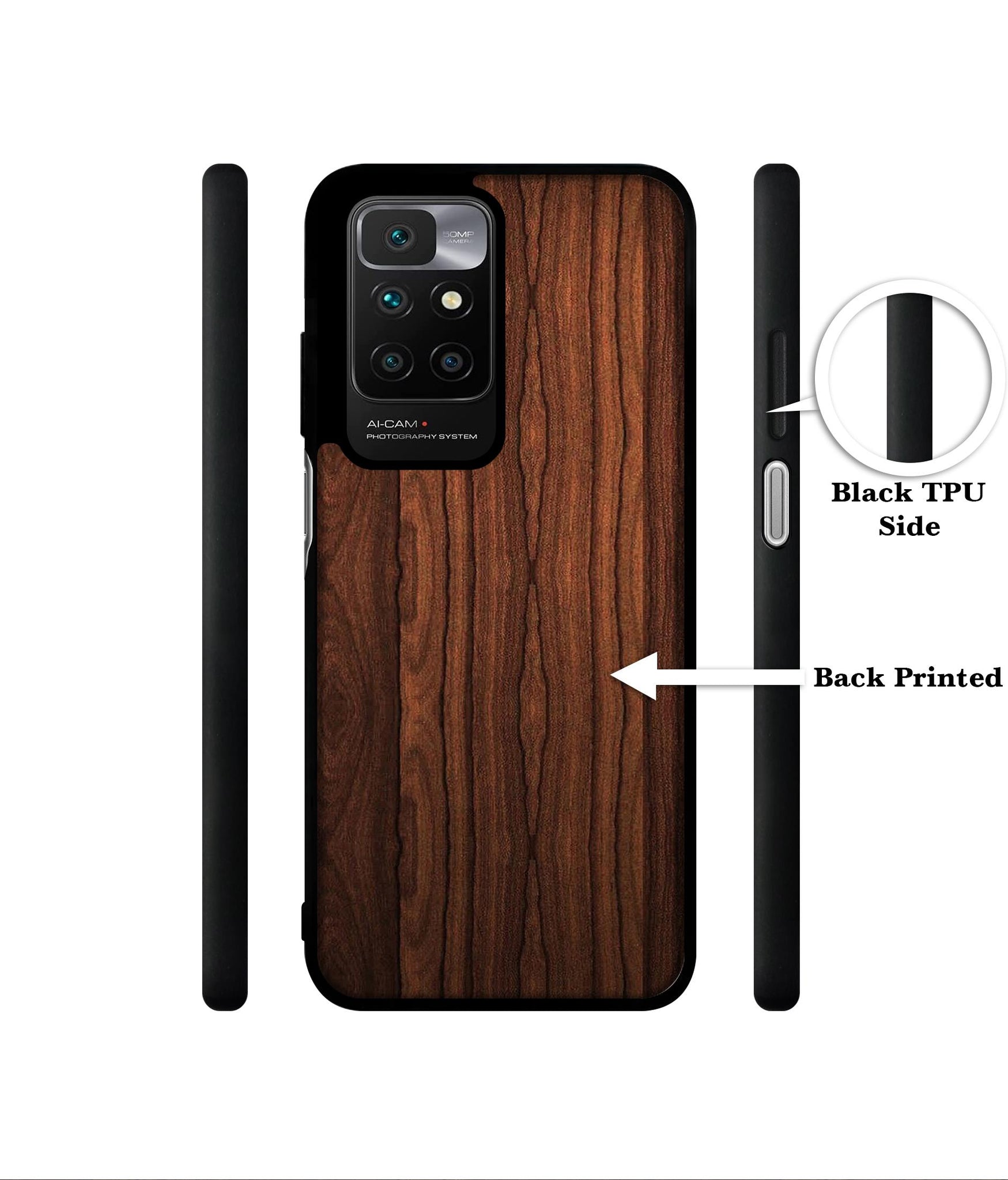 Brown Wooden Texture Designer 2D Printed Back Case Cover for Mi Redmi 10 4G