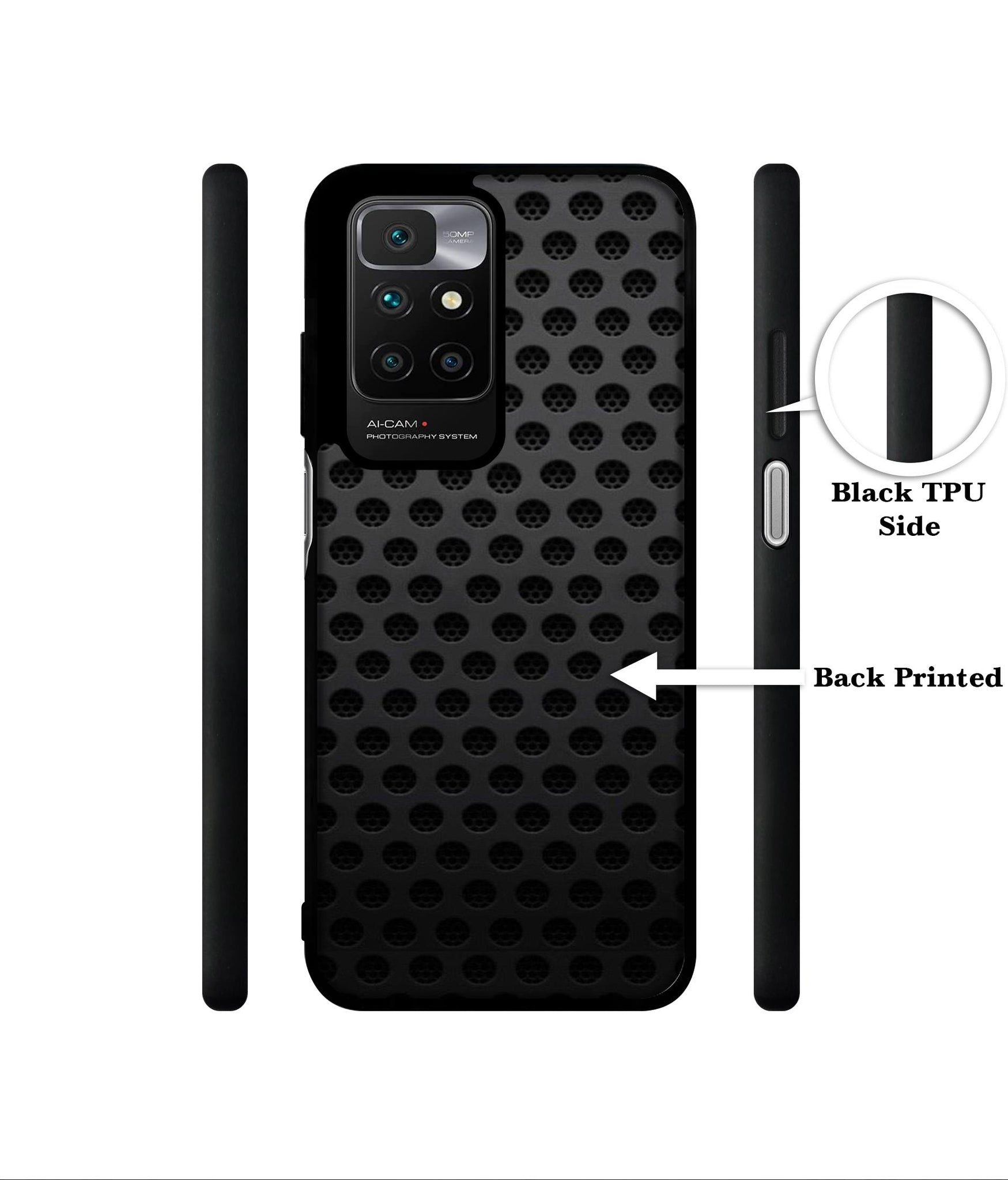 Black Circle Designer 2D Printed Back Case Cover for Mi Redmi 10 4G