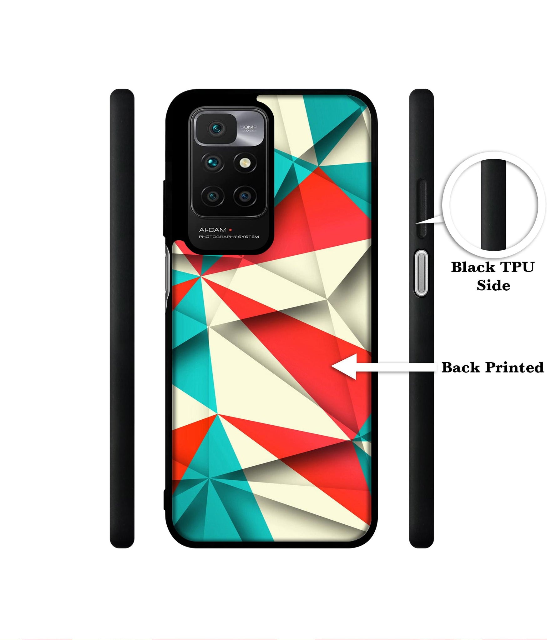 Red Blue White Pattern Designer 2D Printed Back Case Cover for Mi Redmi 10 4G