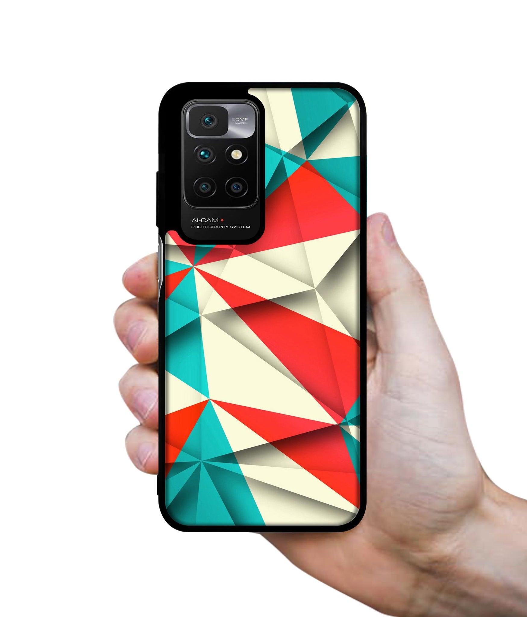 Red Blue White Pattern Designer 2D Printed Back Case Cover for Mi Redmi 10 4G