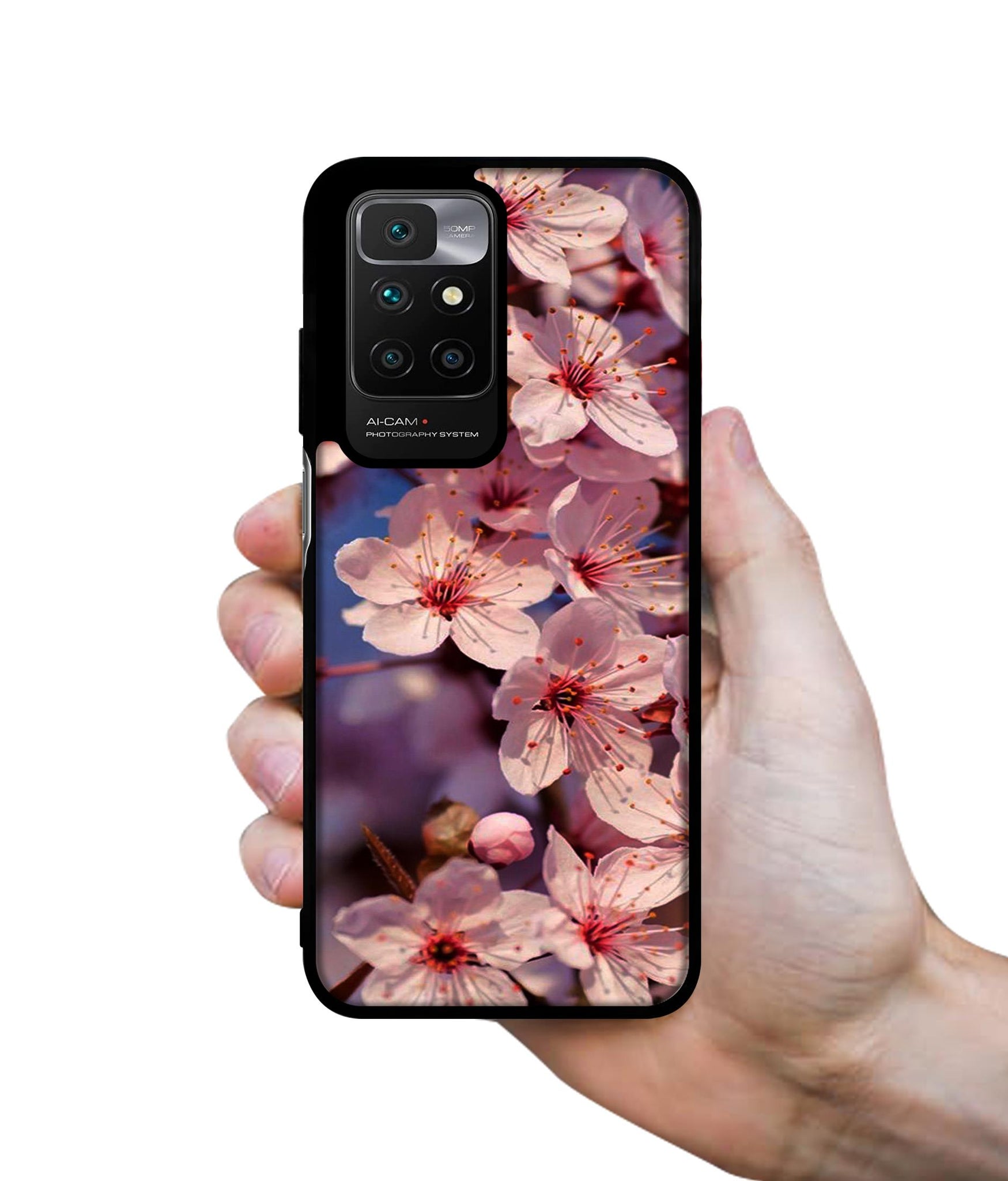 Pink Flowers Pattern Designer 2D Printed Back Case Cover for Mi Redmi 10 4G