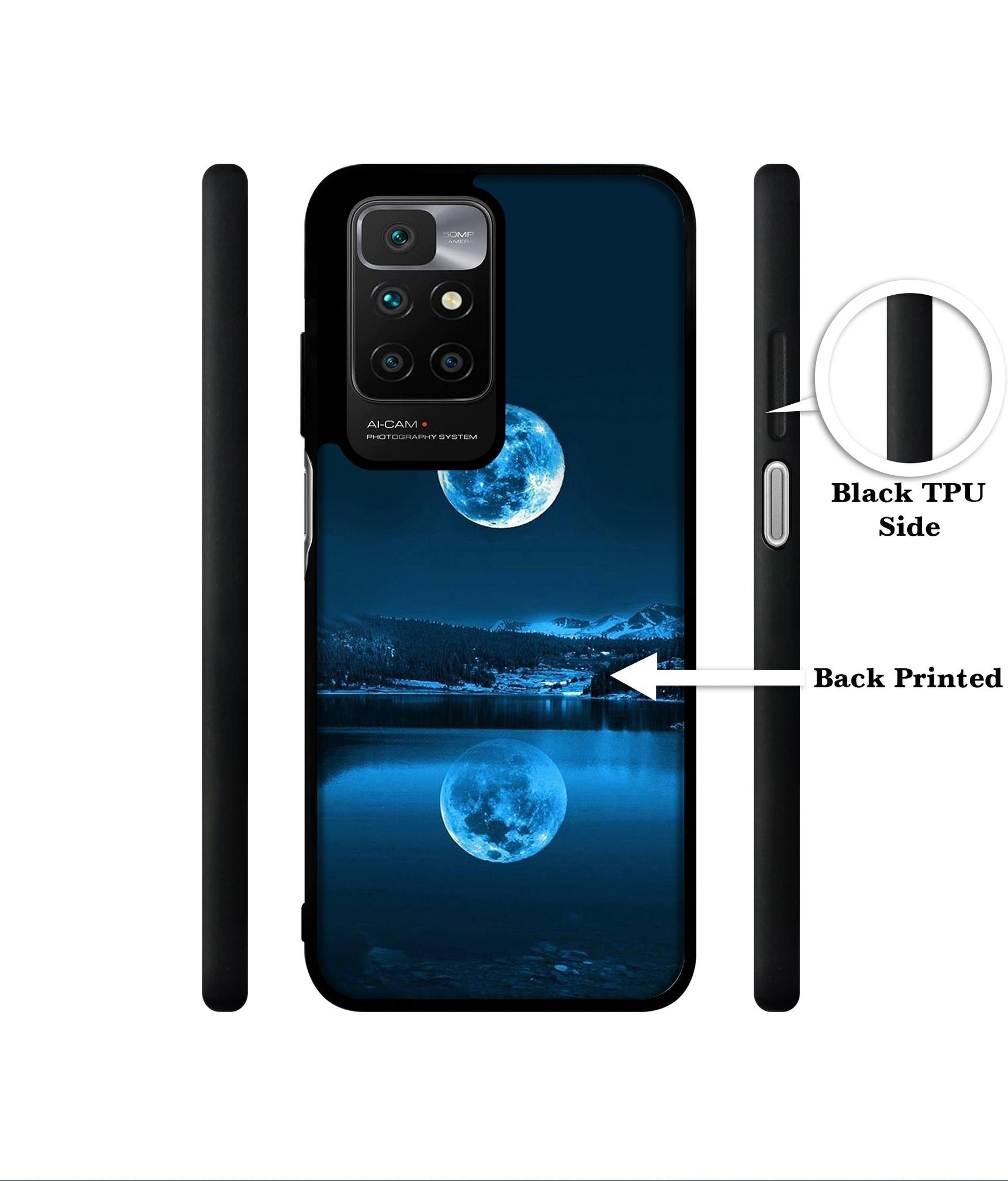 Moon Pattern Print Designer 2D Printed Back Case Cover for Mi Redmi 10 4G