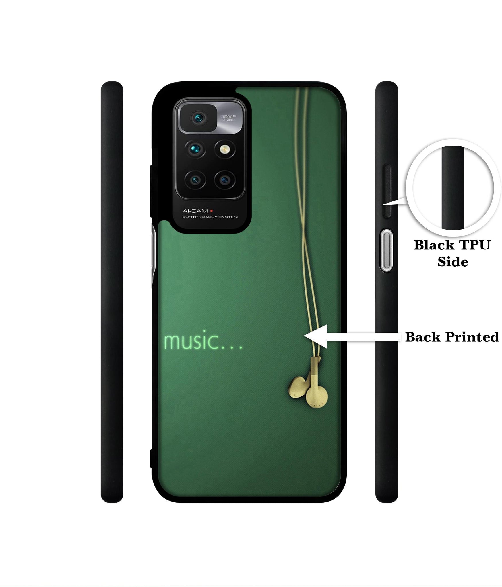 Headphone Music Designer 2D Printed Back Case Cover for Mi Redmi 10 4G