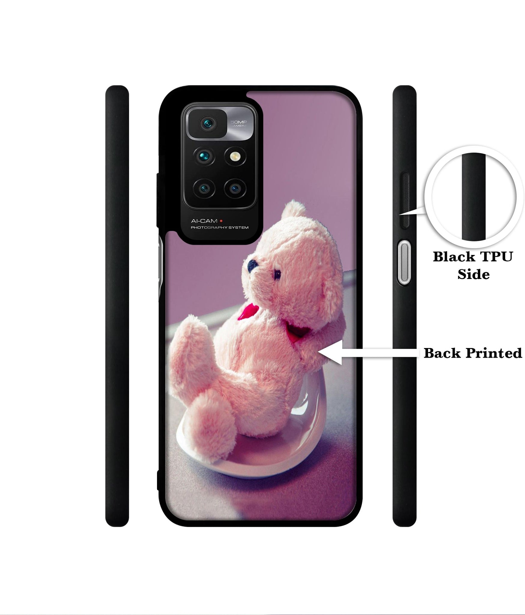 Cute Teddy Bear Designer 2D Printed Back Case Cover for Mi Redmi 10 4G
