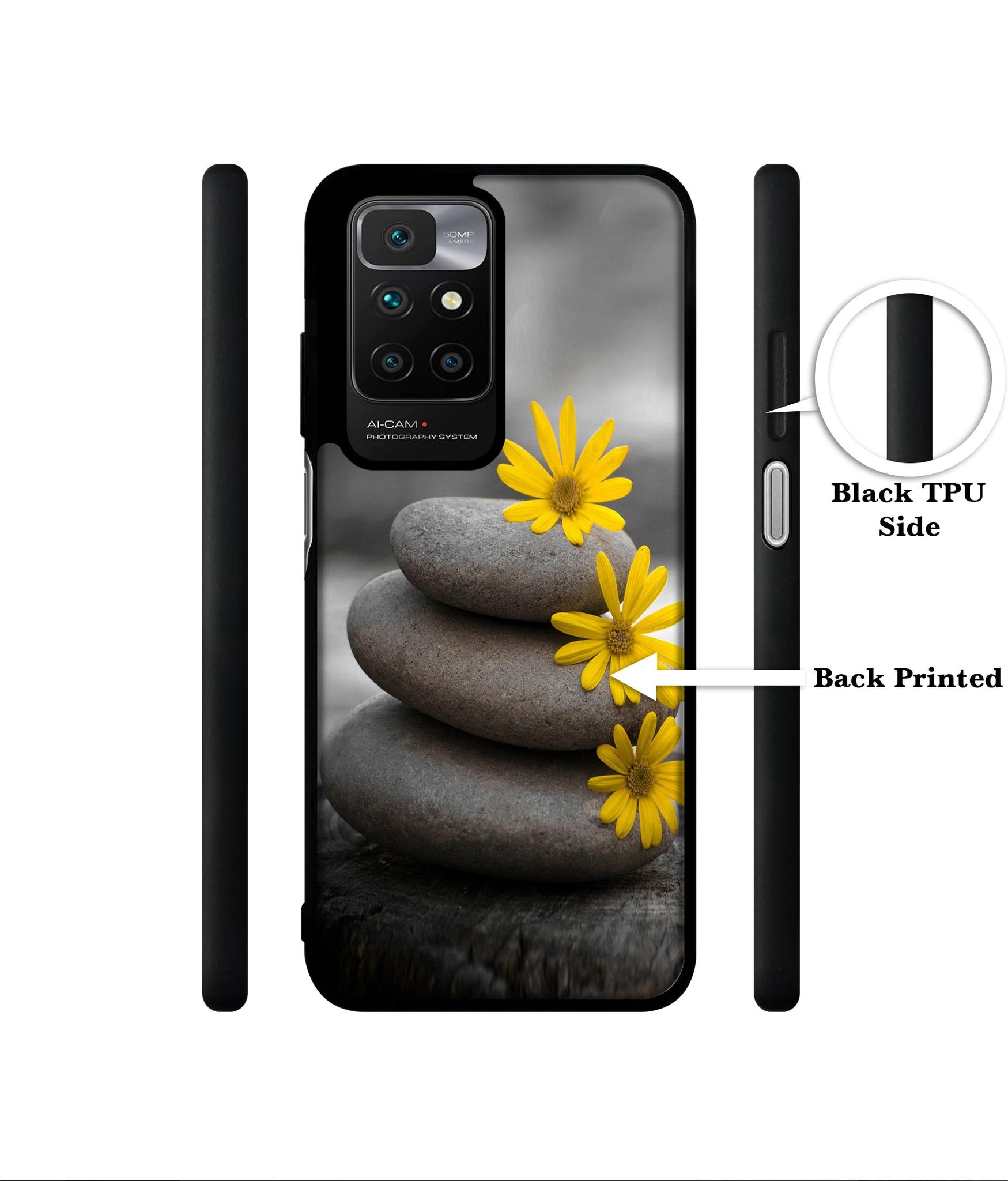 Stones And Flower Designer 2D Printed Back Case Cover for Mi Redmi 10 4G