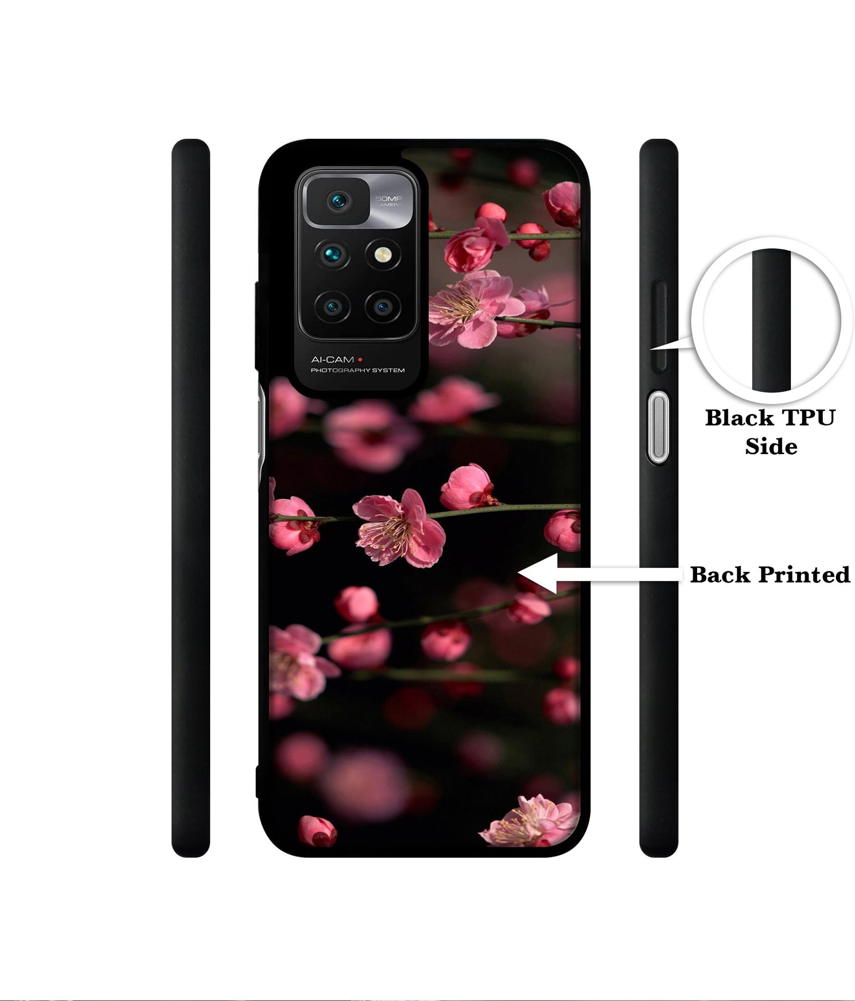 Pink Flowers Designer 2D Printed Back Case Cover for Mi Redmi 10 4G