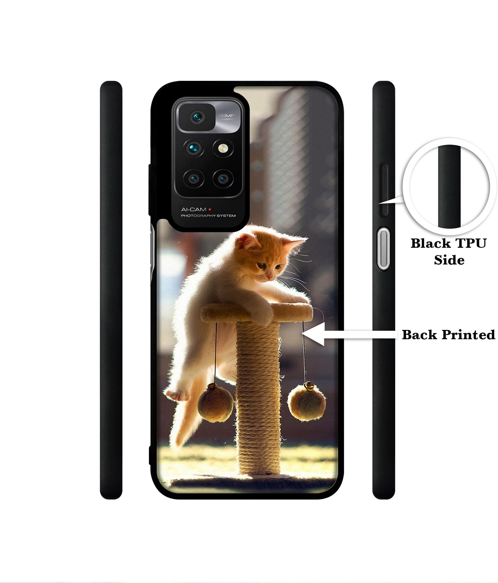 Cat Climbing Designer 2D Printed Back Case Cover for Mi Redmi 10 4G